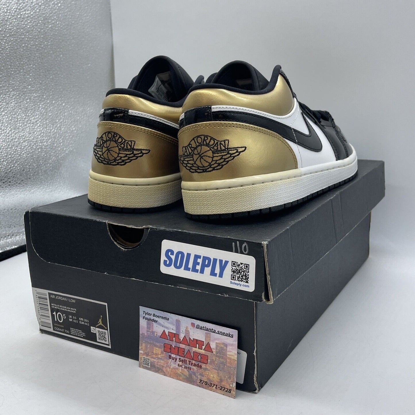Size 10.5 - Air Jordan 1 Low Gold Toe Black White Leather (CQ9447-700)