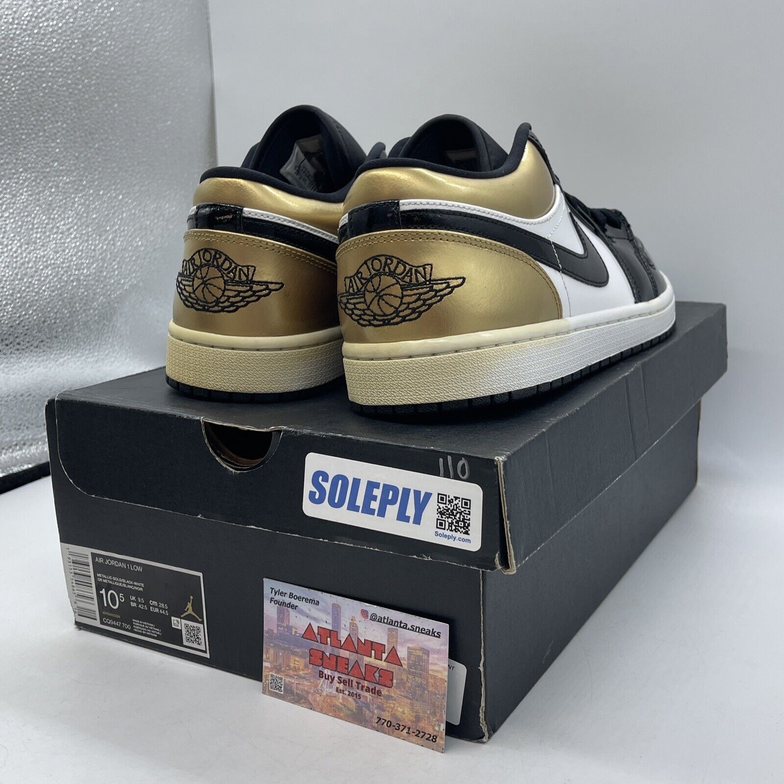 Size 10.5 - Air Jordan 1 Low Gold Toe Black White Leather (CQ9447-700)
