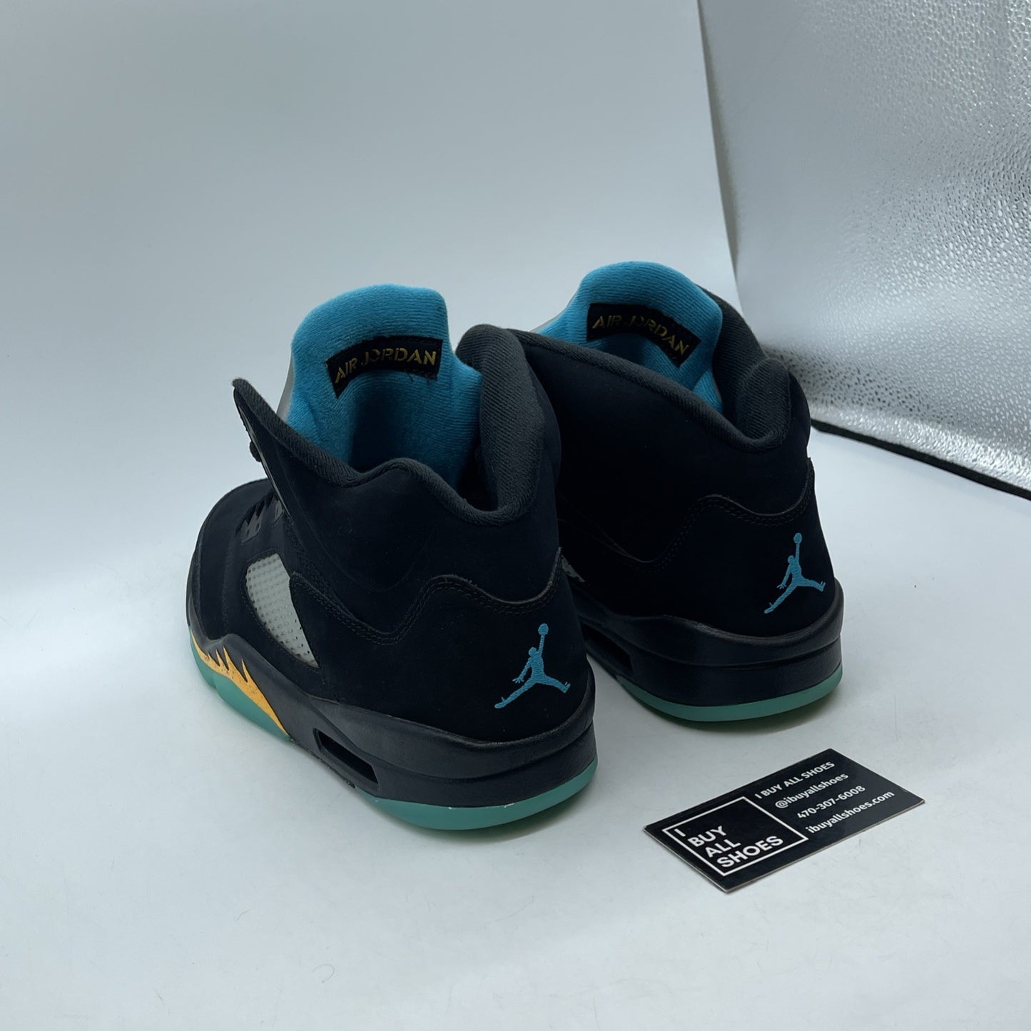 Size 11.5 - Jordan 5 Retro Mid Aqua Black Blue Yellow Suede (DD0587-047)