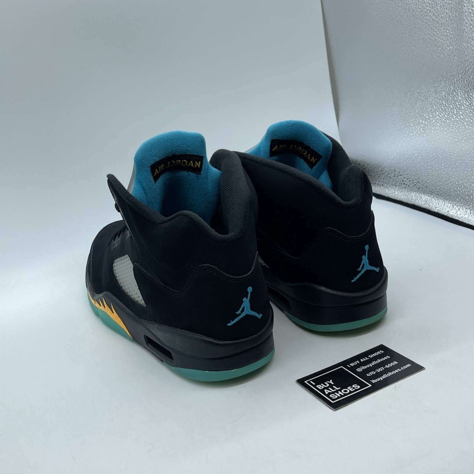 Size 11.5 - Jordan 5 Retro Mid Aqua Black Blue Yellow Suede (DD0587-047)