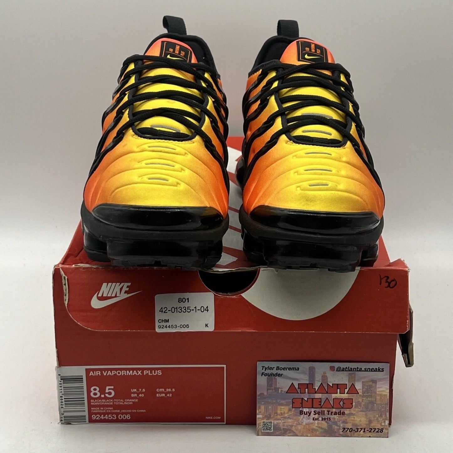 Size 8.5 - Nike Air VaporMax Plus Sunset Orange Yellow Black (924453-006)