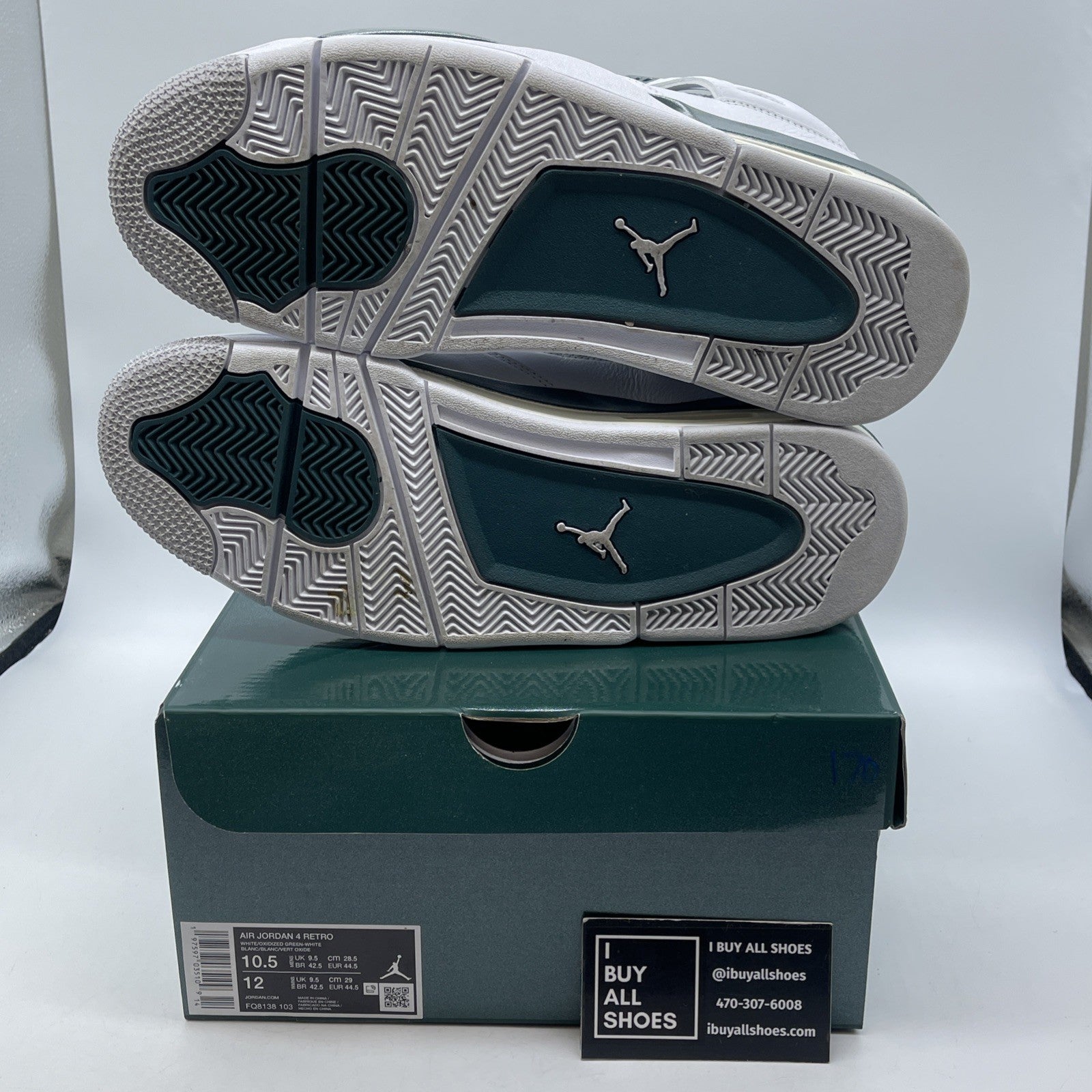 Size 10.5 - Air Jordan 4 Retro Oxidized Green White Leather (FQ8138-103)