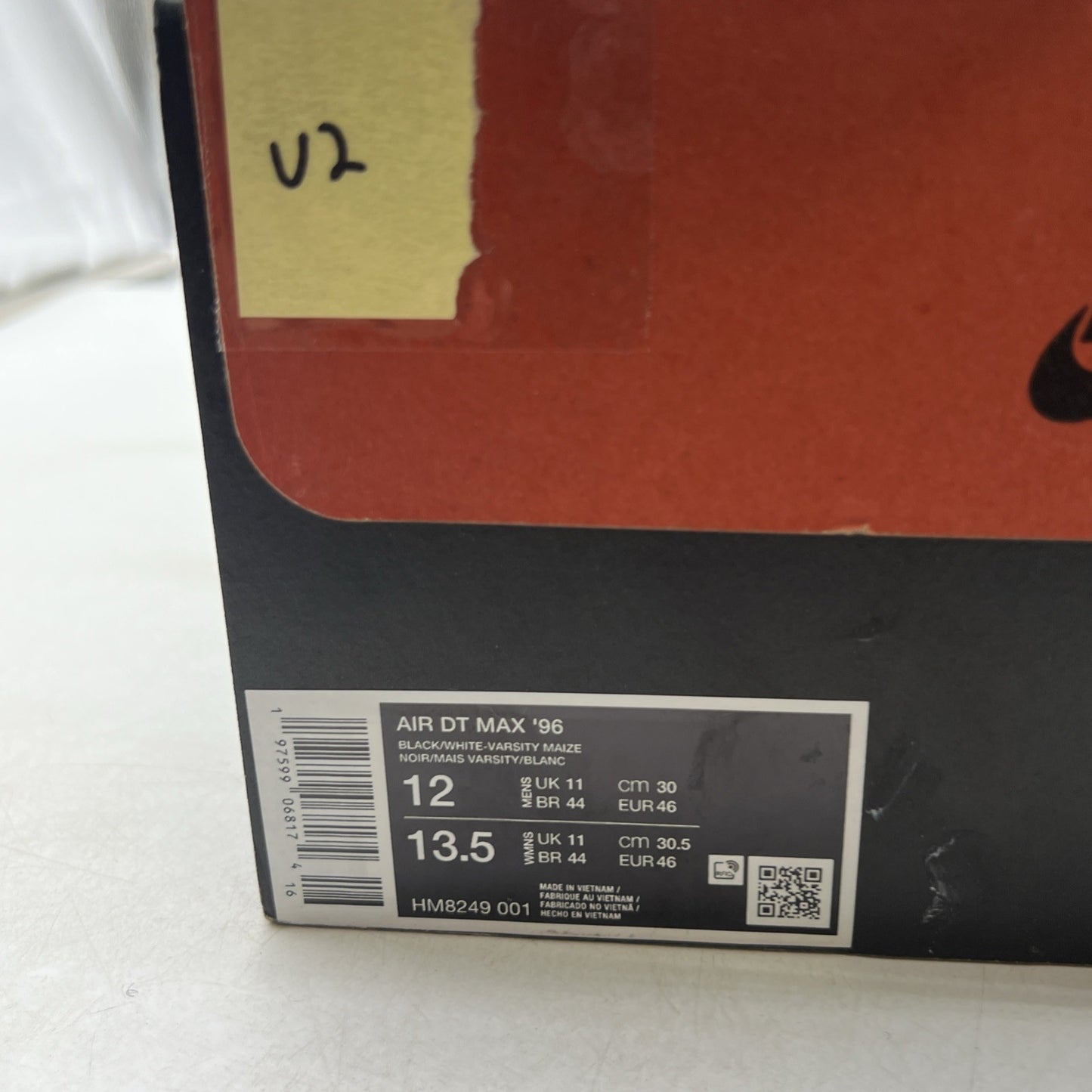 Size 12 -  Air Dt Max ‘96 Black White 2024 Yellow Suede Leather  (HM8249-001)