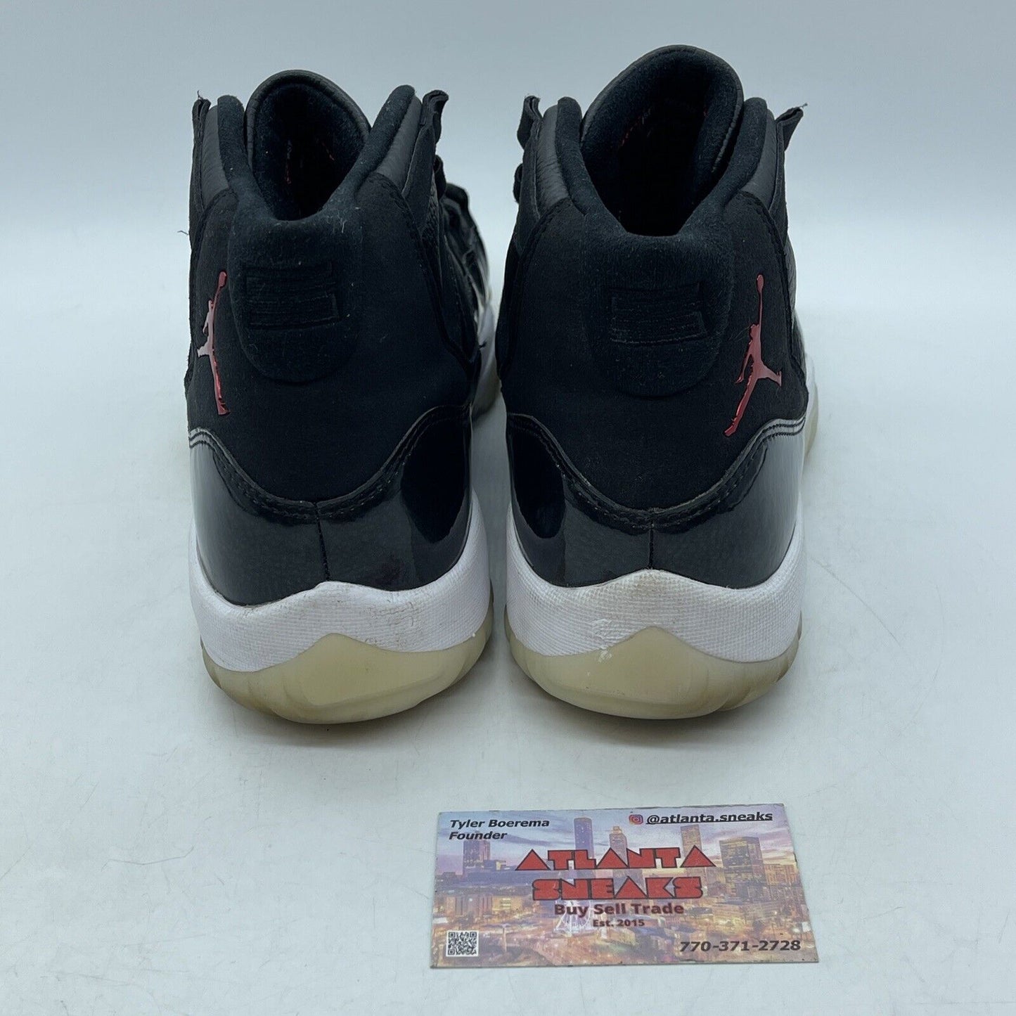 Size 9.5 - Jordan 11 Retro 72-10 2015 Black White Red Leather (378037-002)