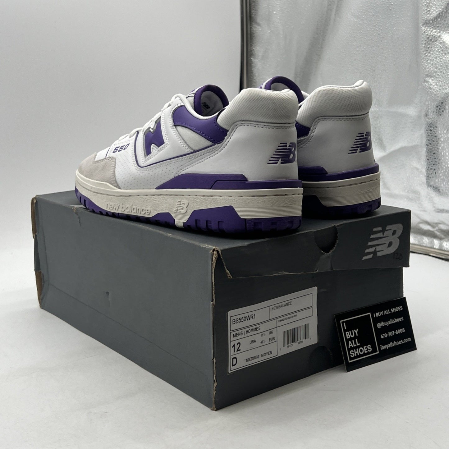 Size 12 - New Balance 550 White Purple (BB550WR1)