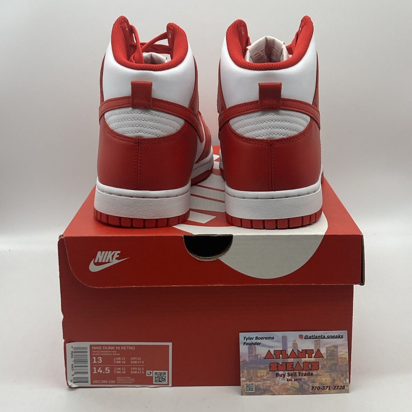 Size 13 - Nike Dunk High University Red Brand New Og All White