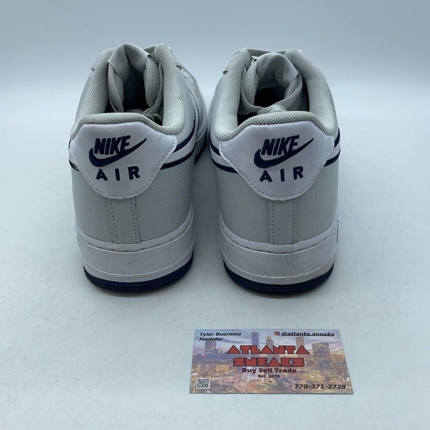 Size 12 - Nike Air Force 1 Low Embroidered Swoosh Photon Dust Navy (FJ4211002)