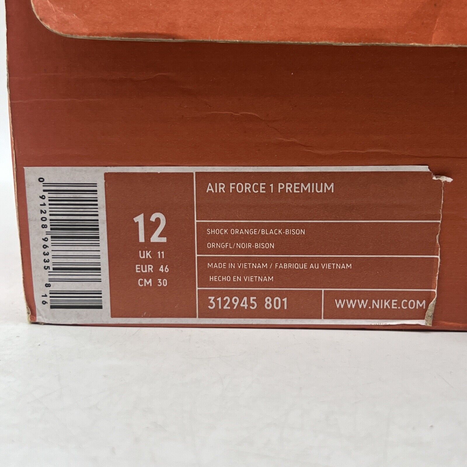 Size 12 - Nike Air Force 1 Premium Super Bowl Orange Brown Leather (312945-801)