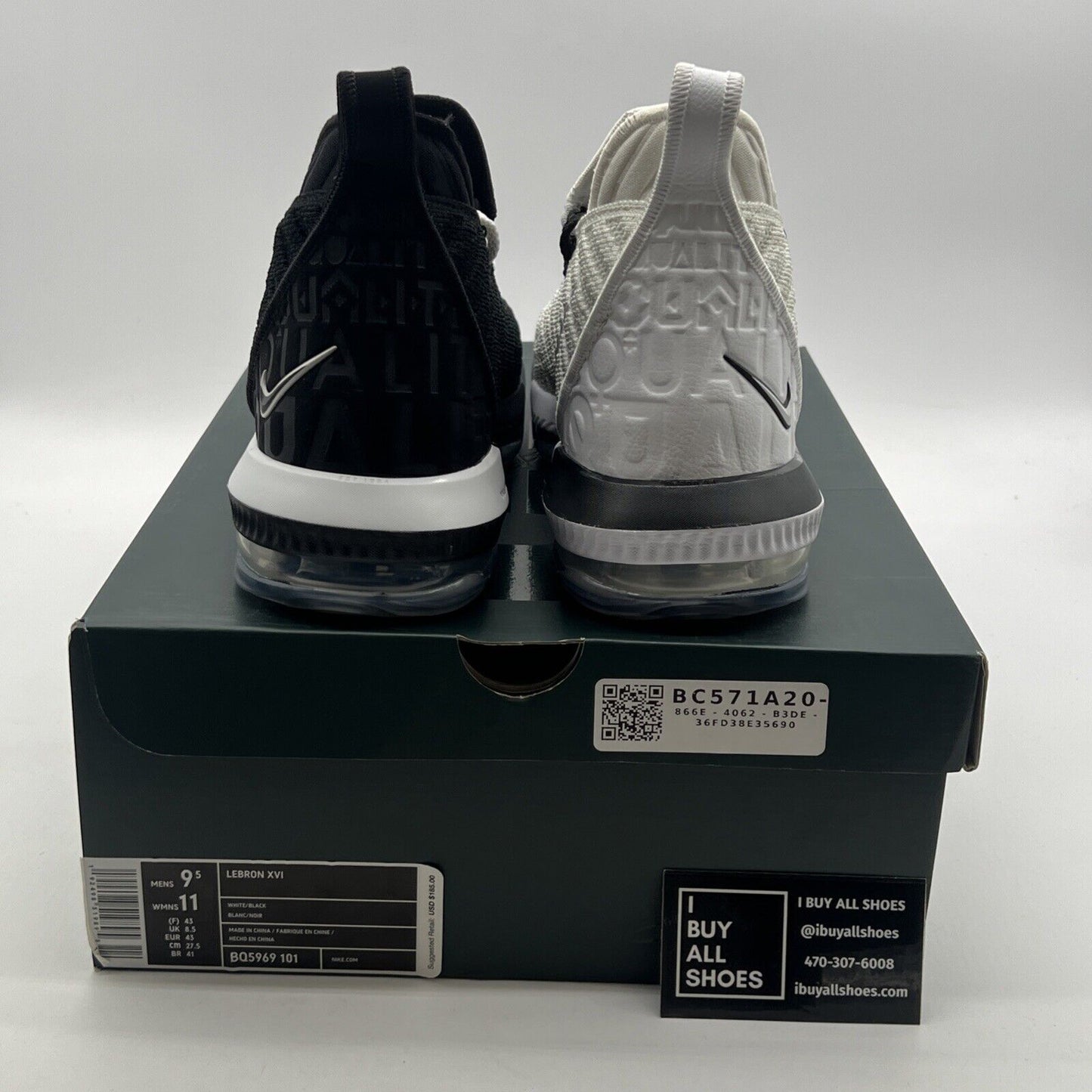 Size 9.5 - Nike LeBron 16 Equality - Black White (BQ5969-101)
