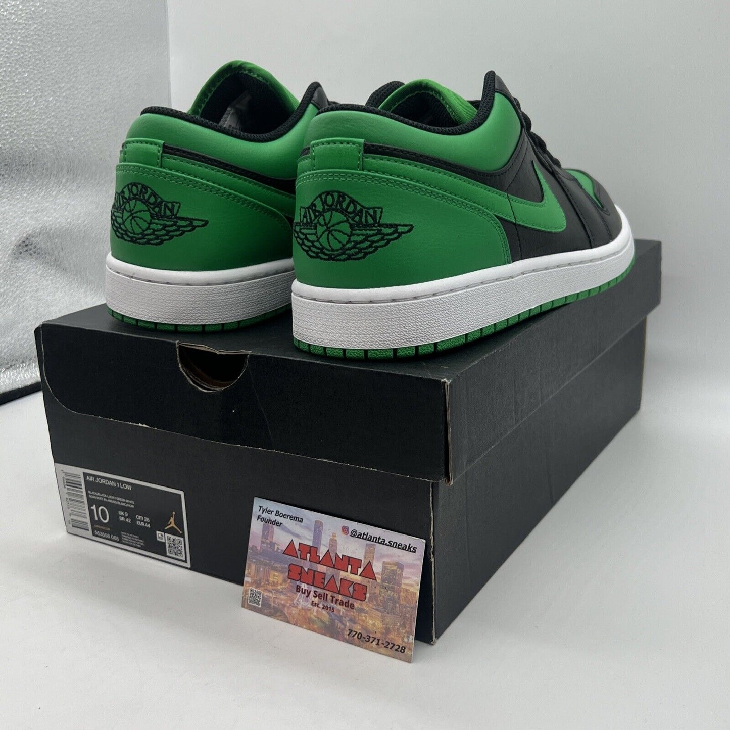 Size 10 - Jordan 1 Low Black Lucky Green Brand New Og All