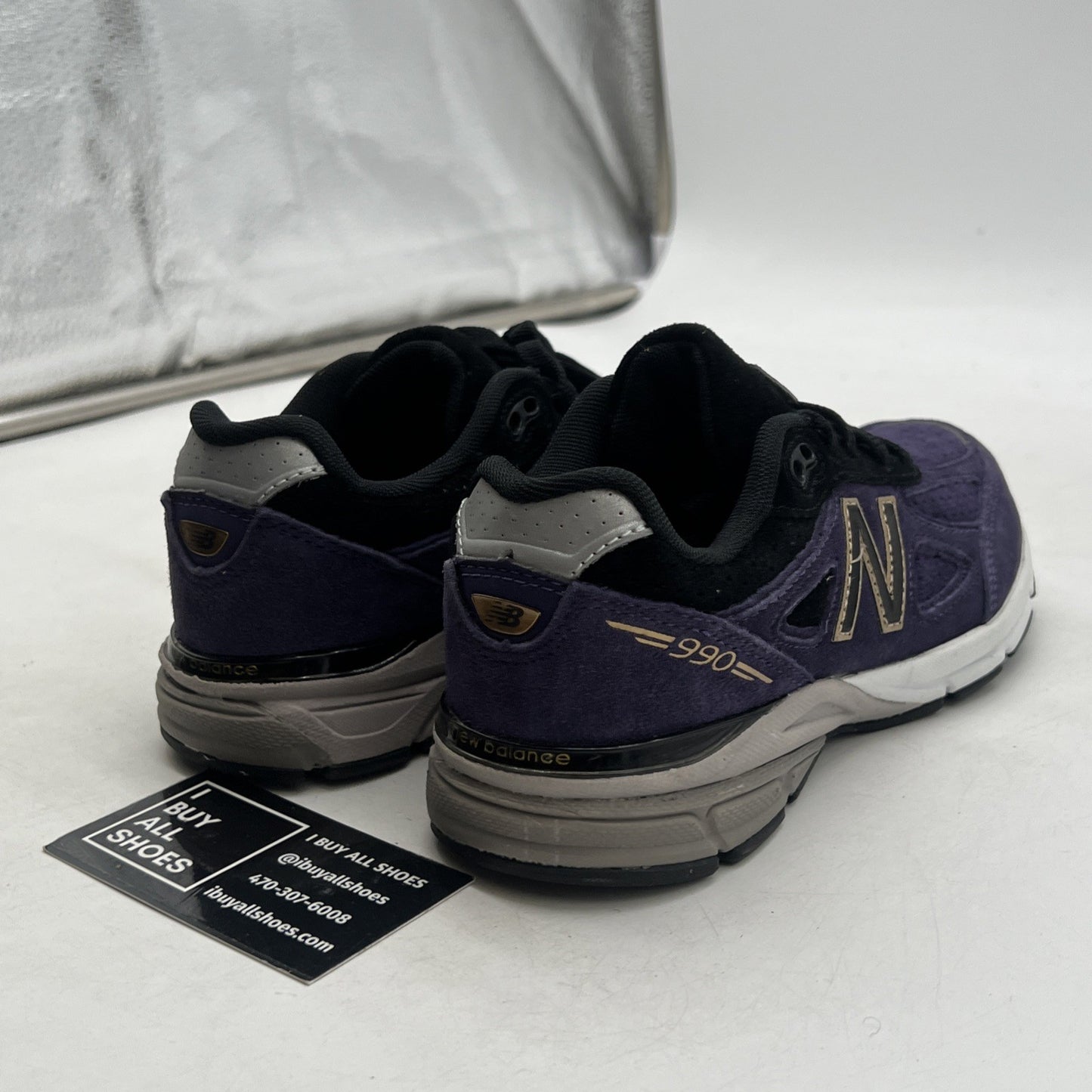 Size 2 - New Balance 990v4 Black/Purple Suede - (KJ990B4G)