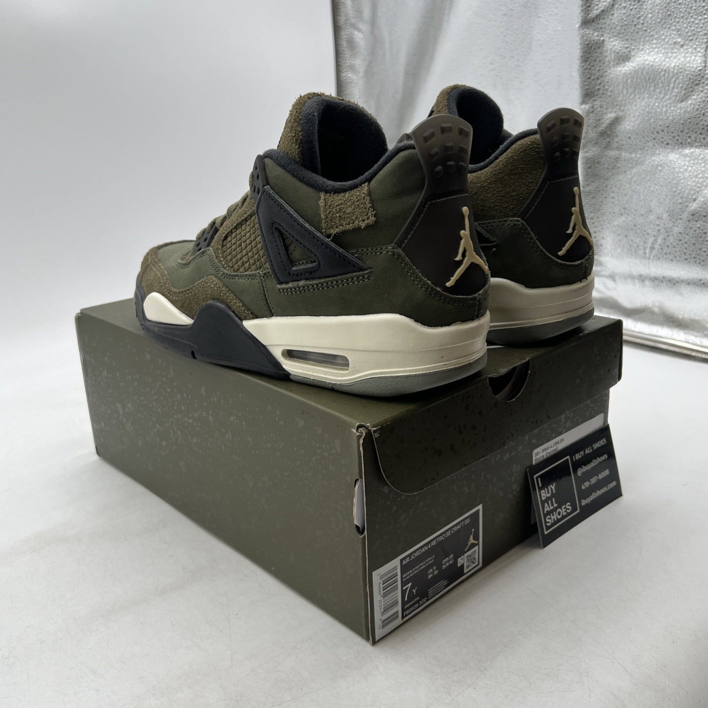 Size 7Y - Air Jordan 4 SE Retro Low Craft - Olive (FB9928-200)