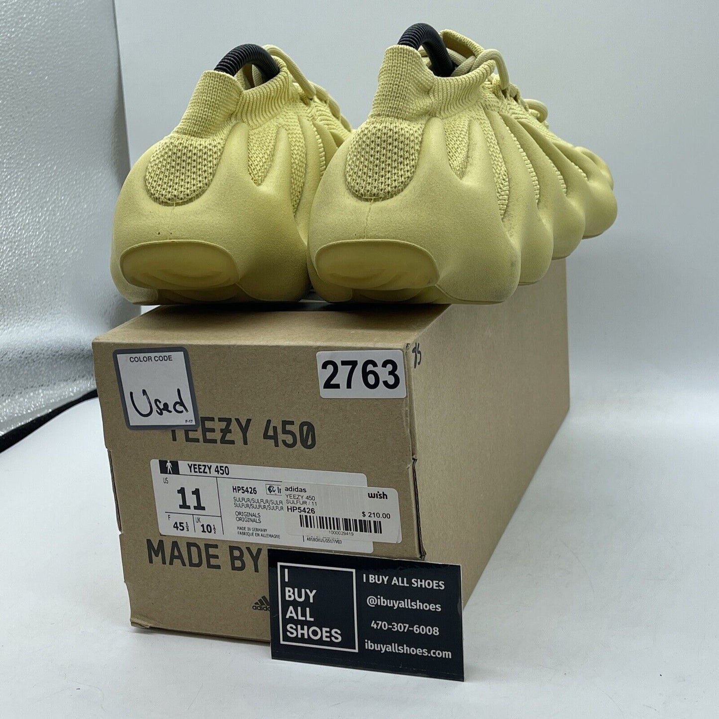 Size 11 - adidas Yeezy 450 Sulfur Yellow Suede (HP5426(
