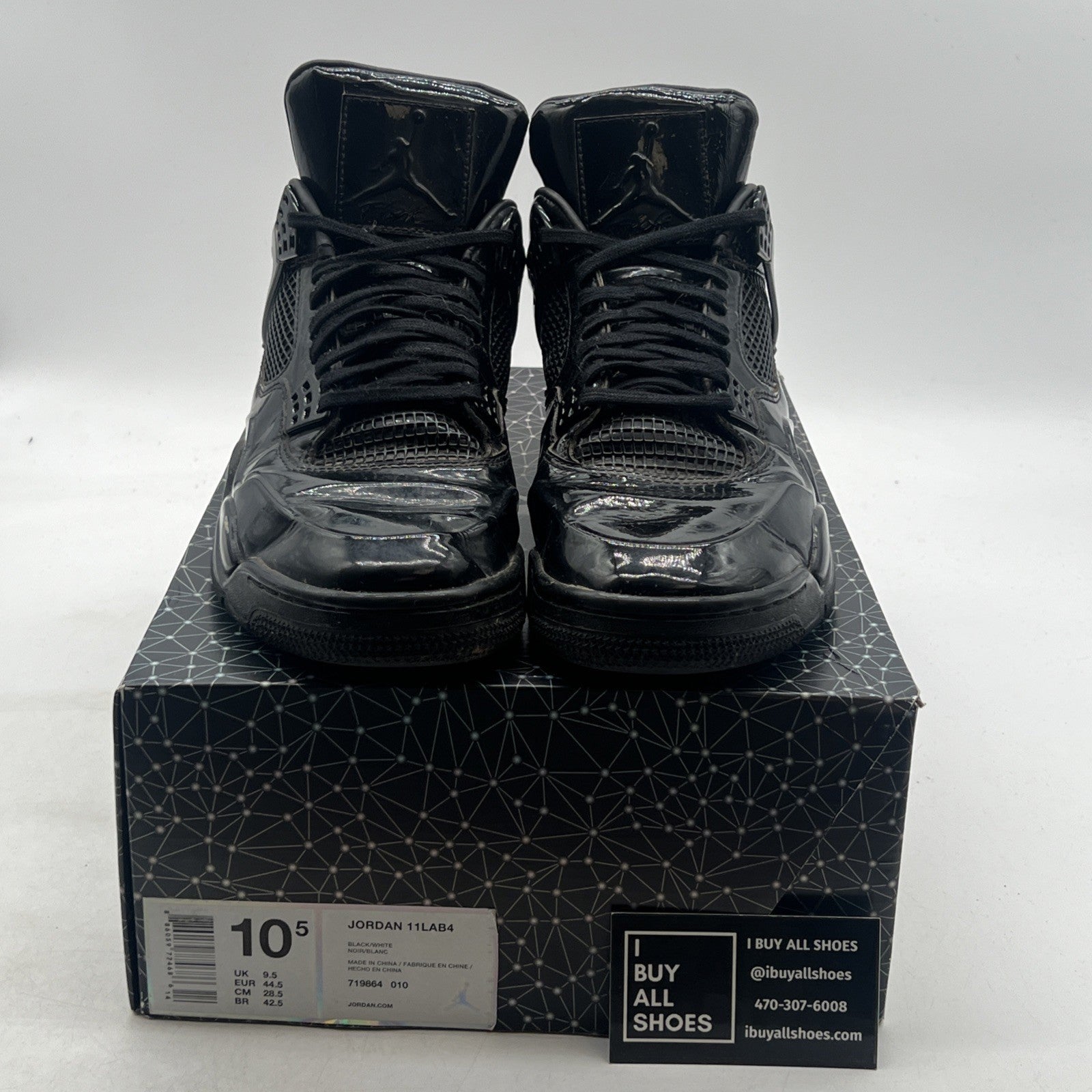 Size 10.5 - Air Jordan 4 Retro 11Lab4 - Black (719864-010)