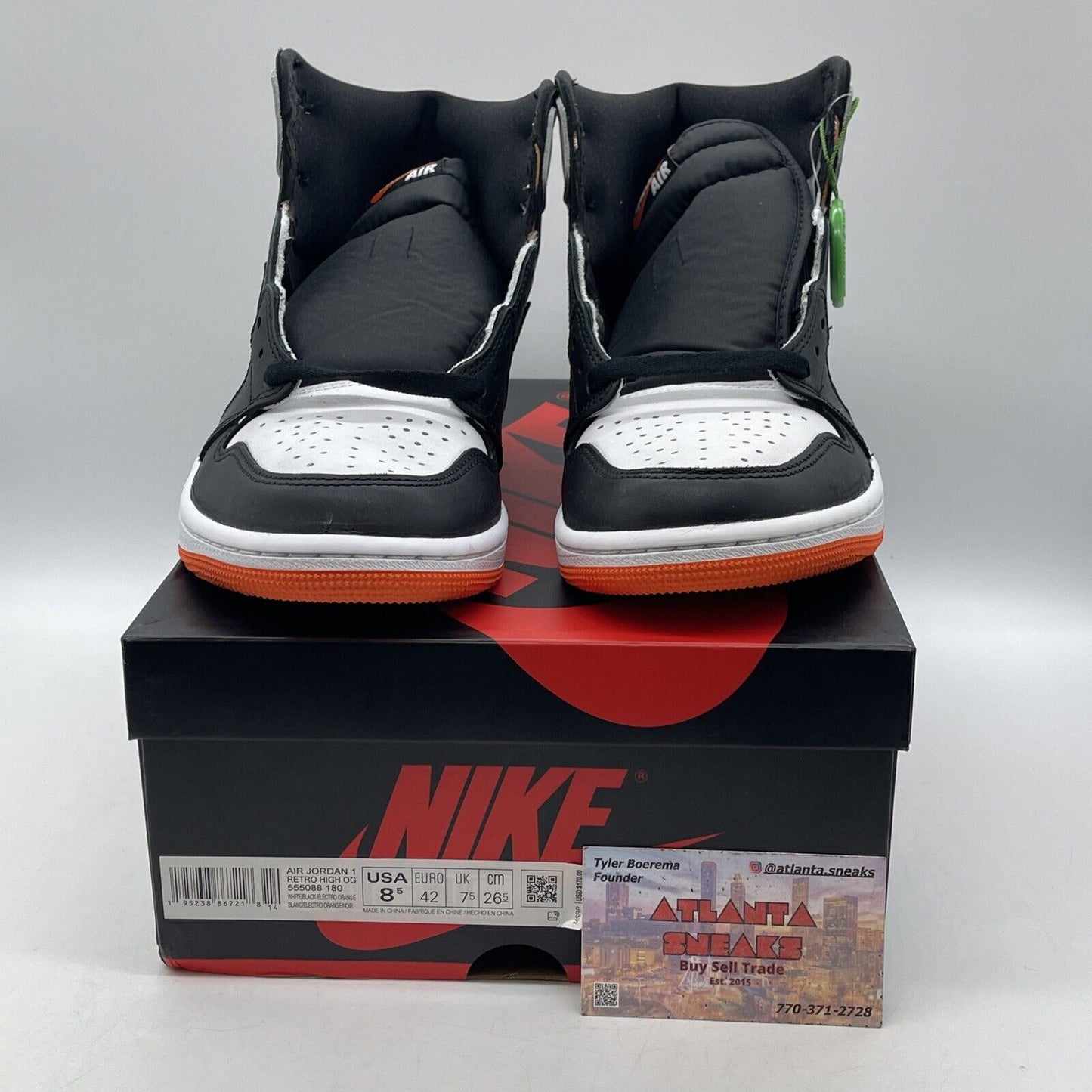 Size 8.5 - Jordan 1 Retro High Electro Orange Black Leather (555088-180)