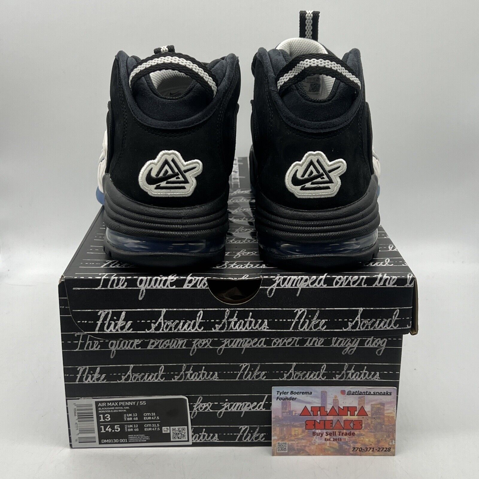 Nike Air Max Penny 1 x Social Status/ Recess-Black/Size 12 US Men’s White Black