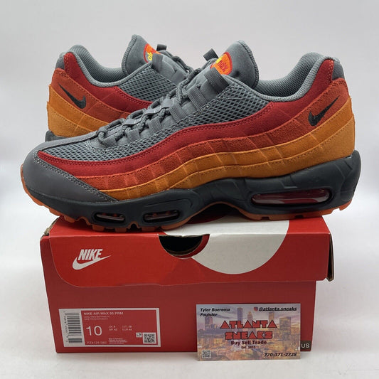 Size 10 - Nike Air Max 95 Premium Atlanta Red Orange Grey Suede (Fz4125-060)