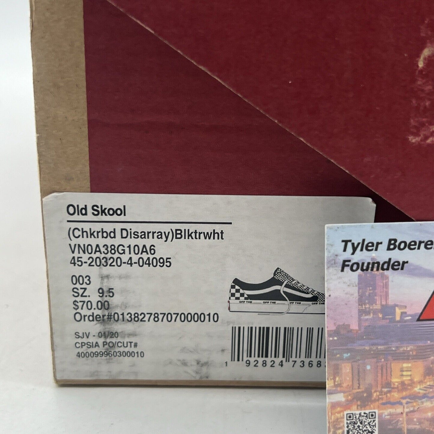 Size 9.5 - VANS Old Skool Checkerboard Disarray with Vans Chili Pepper/Red Laces