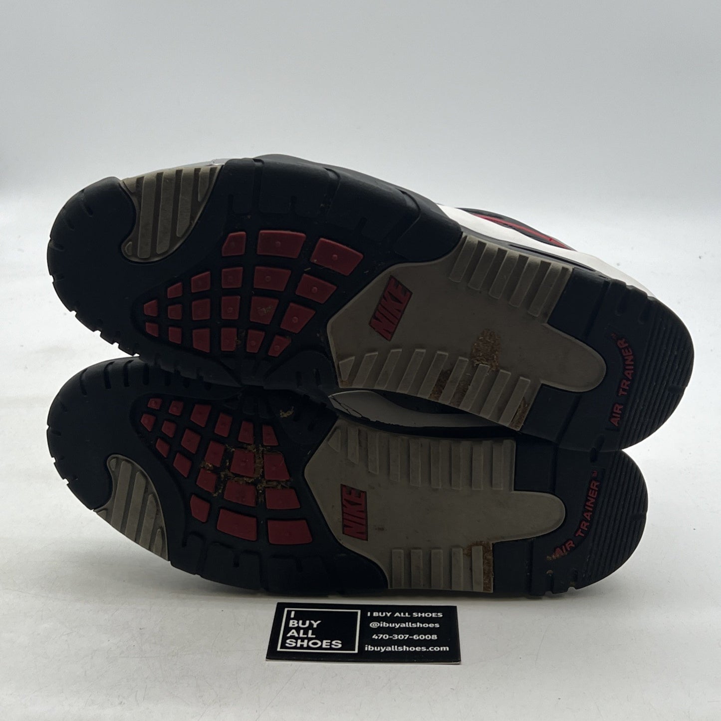 Size 10.5 - Nike Air Trainer Boys Shoes White Gray Siren Red (679006-061)
