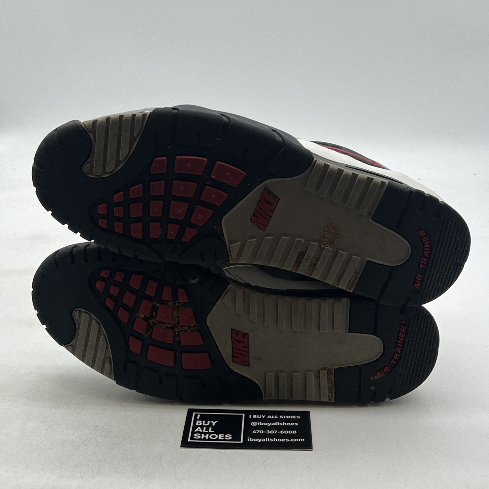 Size 10.5 - Nike Air Trainer Boys Shoes White Gray Siren Red (679006-061)