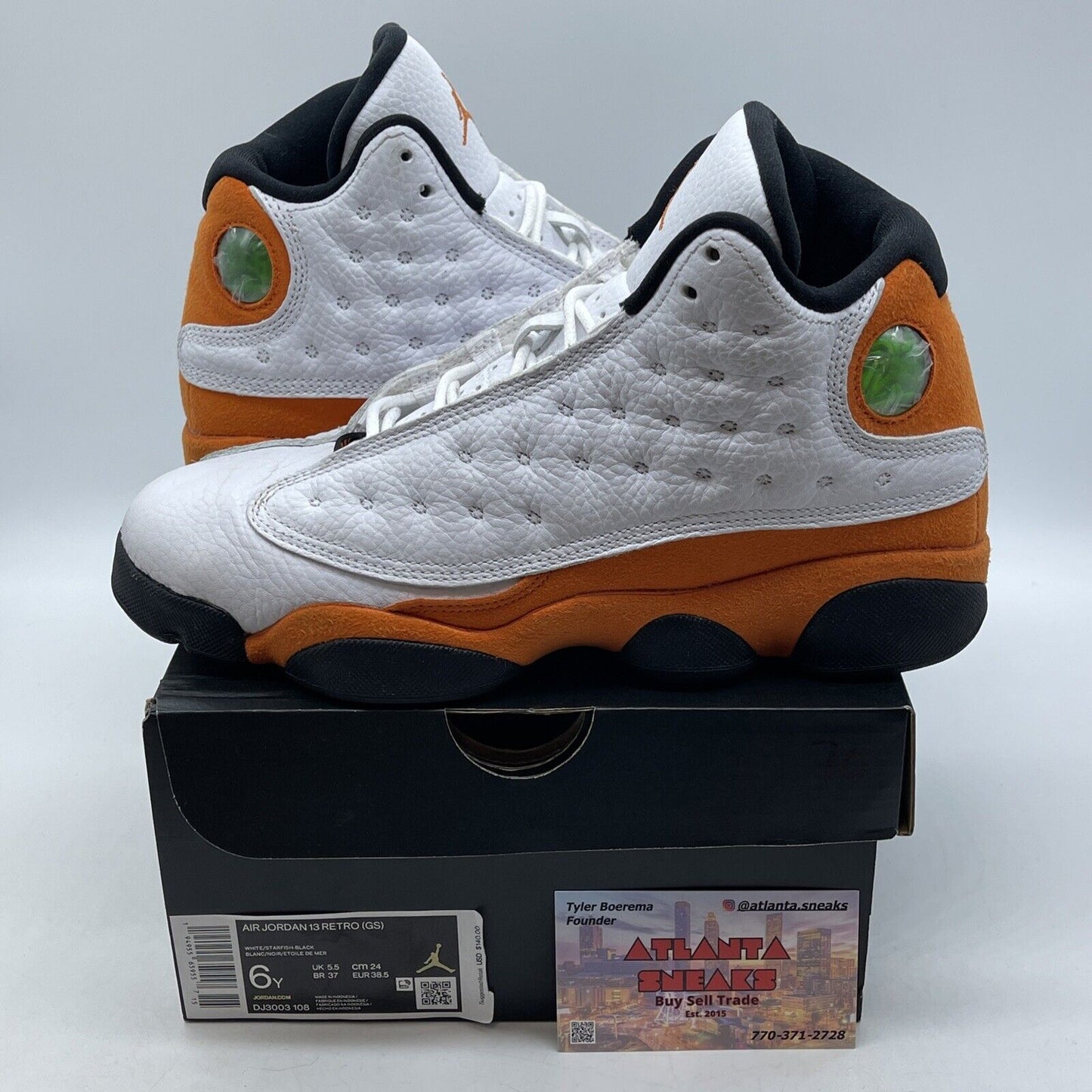 Size 6Y - Air Jordan 13 Retro Mid Starfish orange White Black Suede (DJ3003-108)