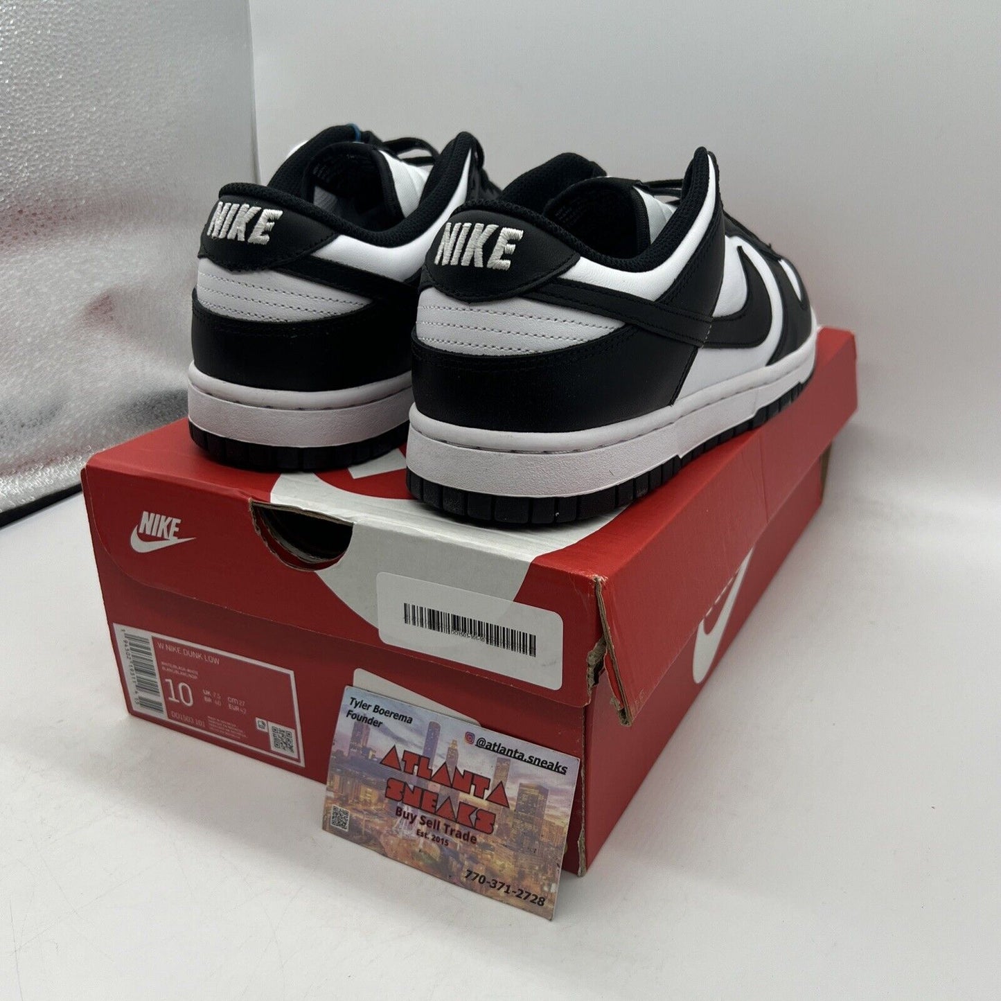 Size 10 - Nike Dunk Low Black White W Brand New Og All