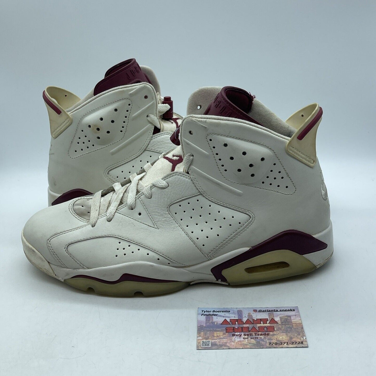 Size 12 - Air Jordan 6 Retro 2015 Maroon White Leather Suede (384664-116)