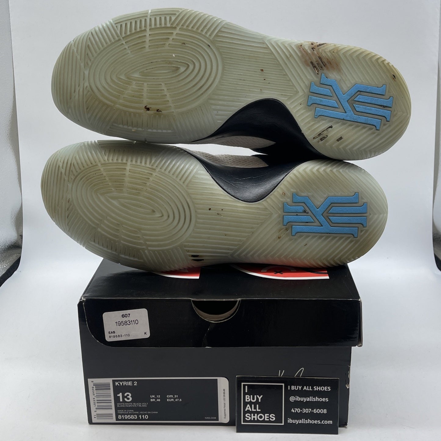 Size 13 - Nike Kyrie 2 Parade White Black Yellow Suede Leather (819583-110)