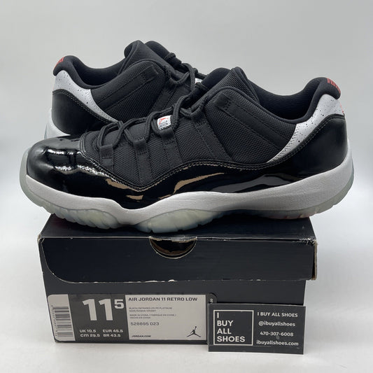 Size 11.5 - Air Jordan 11 Retro Low Infrared 23 Black Grey Leather (528895-023)