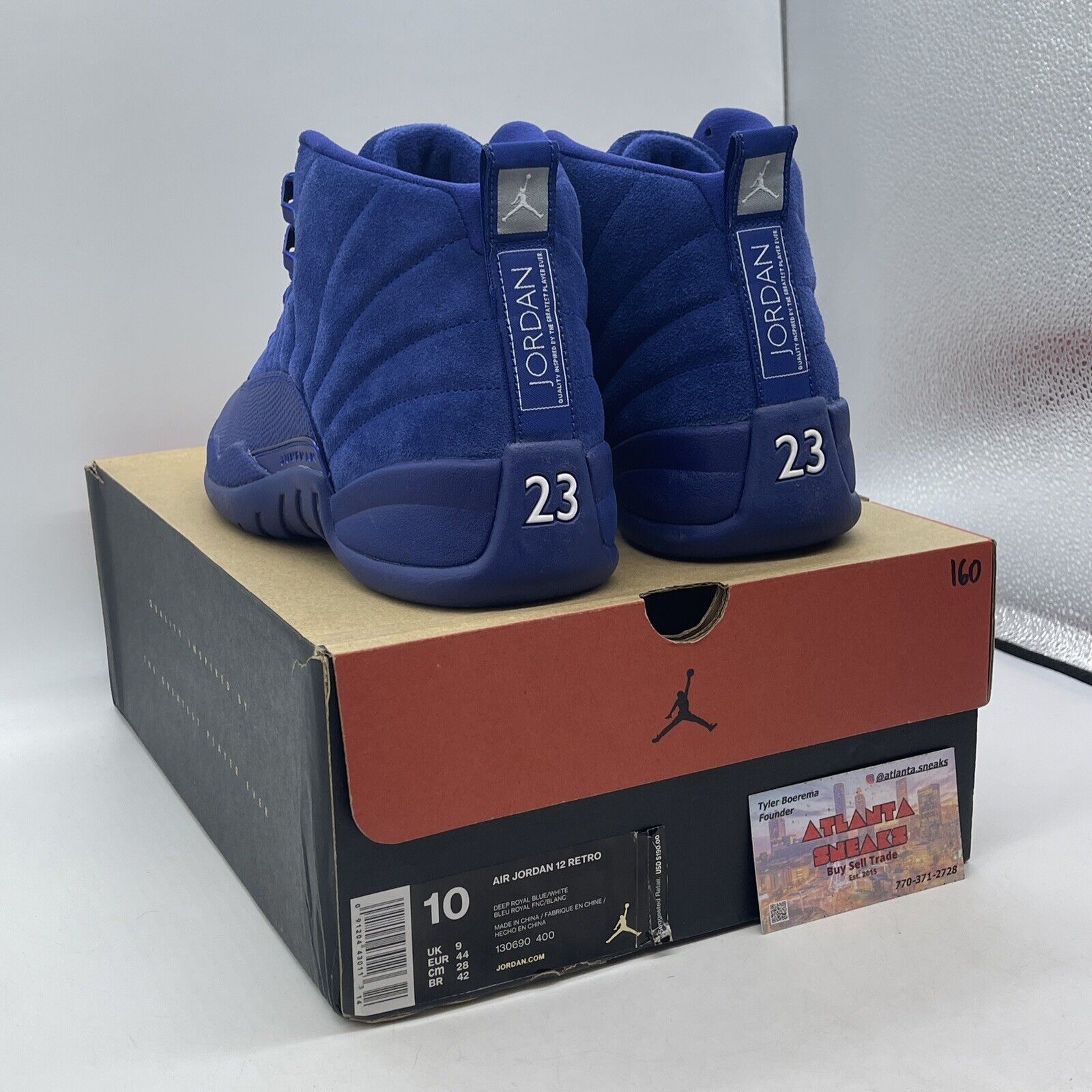 Size 10 - Air Jordan 12 Retro Deep Royal Silver Blue Suede Leather (130690-400)