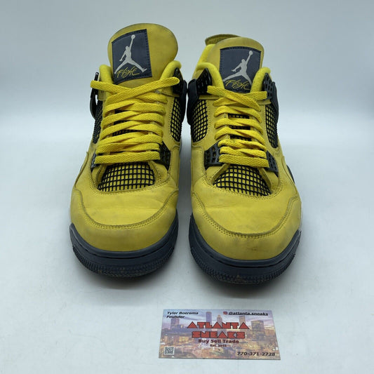 Size 12 - Jordan 4 Retro Mid Lightning Yellow Black Suede Leather (CT8527-700)