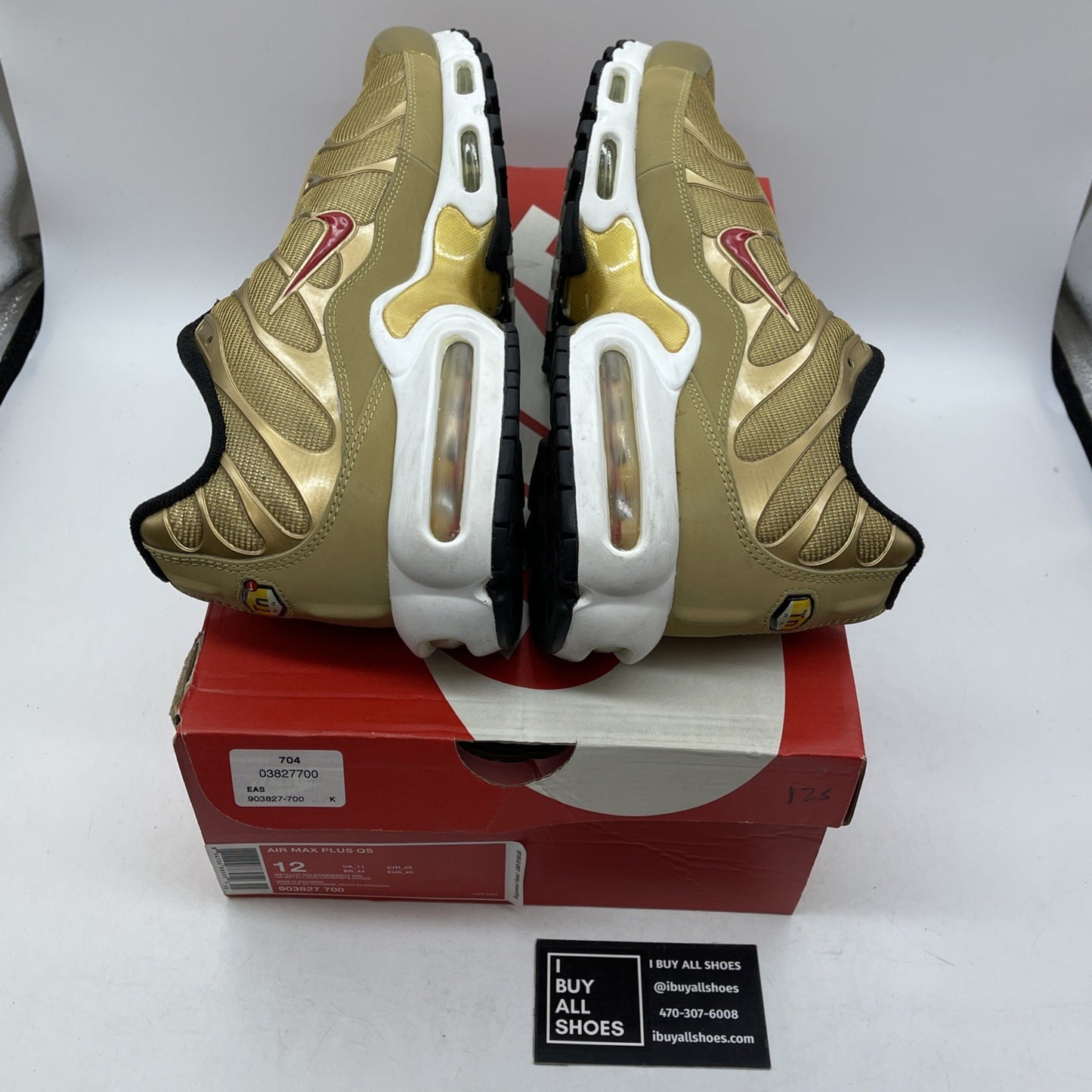 Size 12 - Nike Air Max Plus QS Metallic Gold Suede Leather (903827-700)