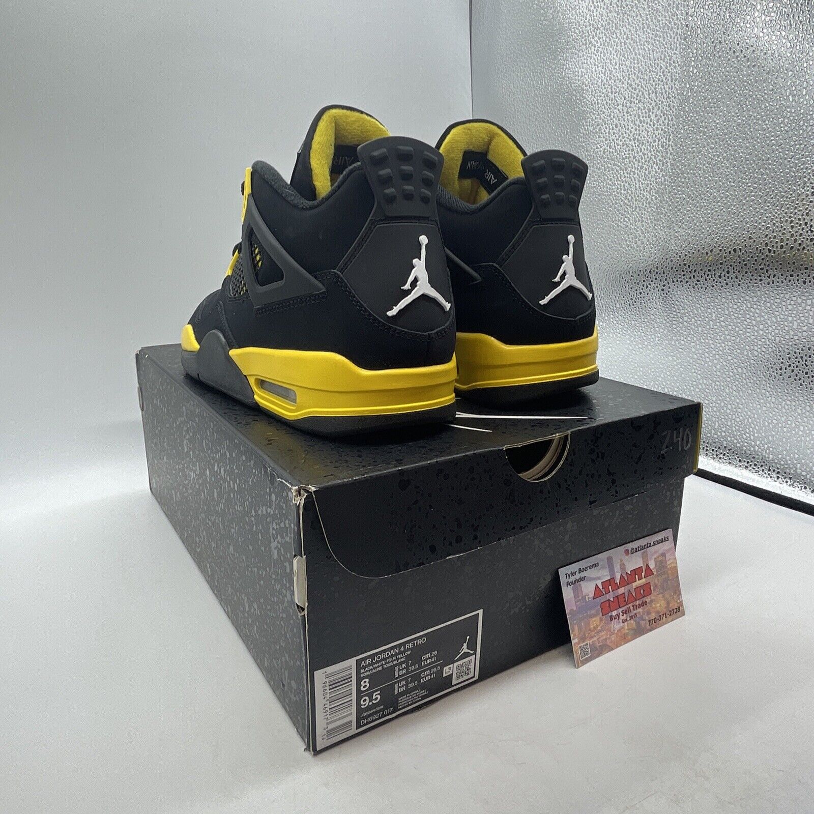 Size 8 - Jordan 4 Retro Mid Thunder Black Yellow Suede (DH6927-017)