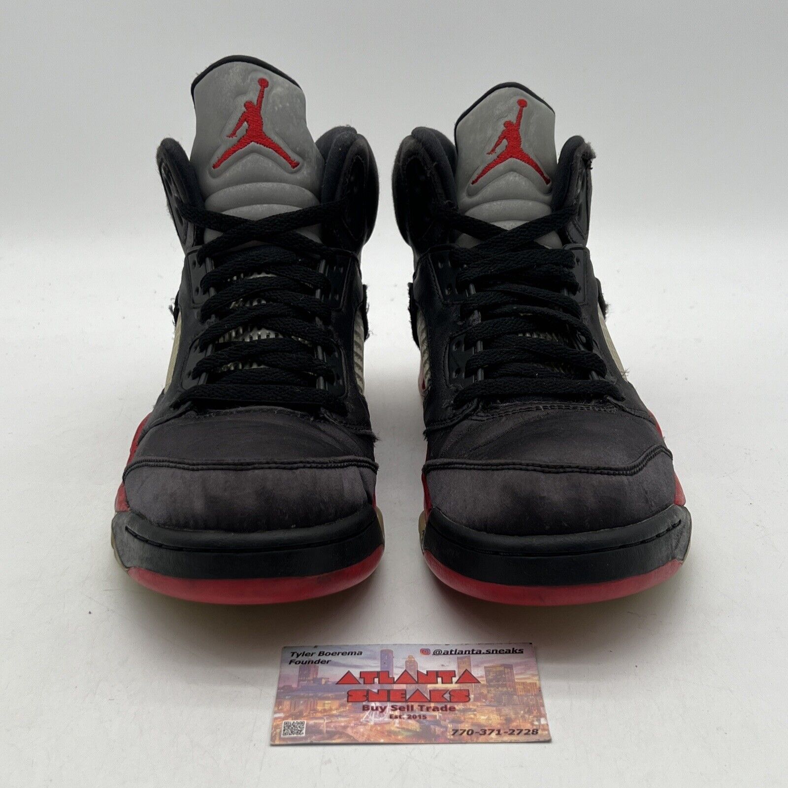 Size 9.5 - Air Jordan 5 Retro Satin Bred Black Red (136027-006)