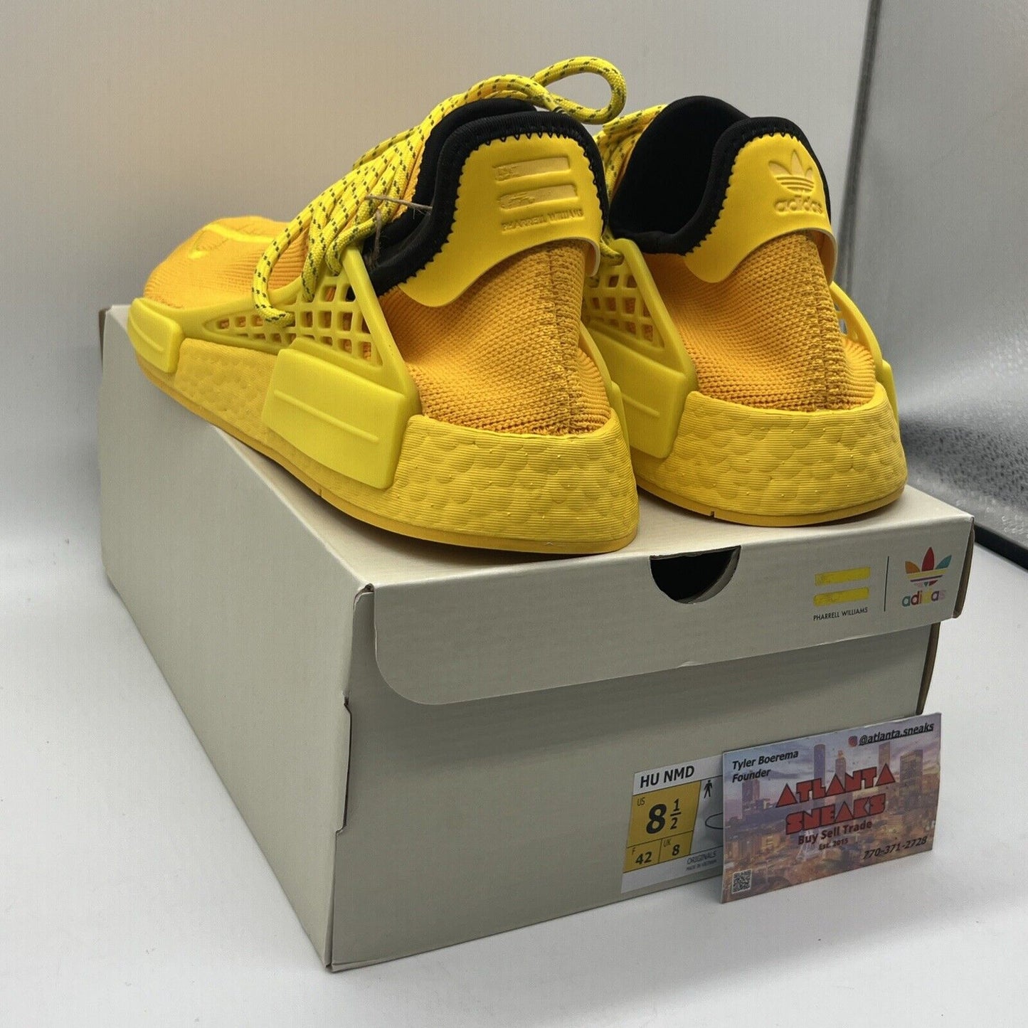 Size 8.5 - adidas Pharrell x NMD Human Race Yellow Brand New Og All Black DS