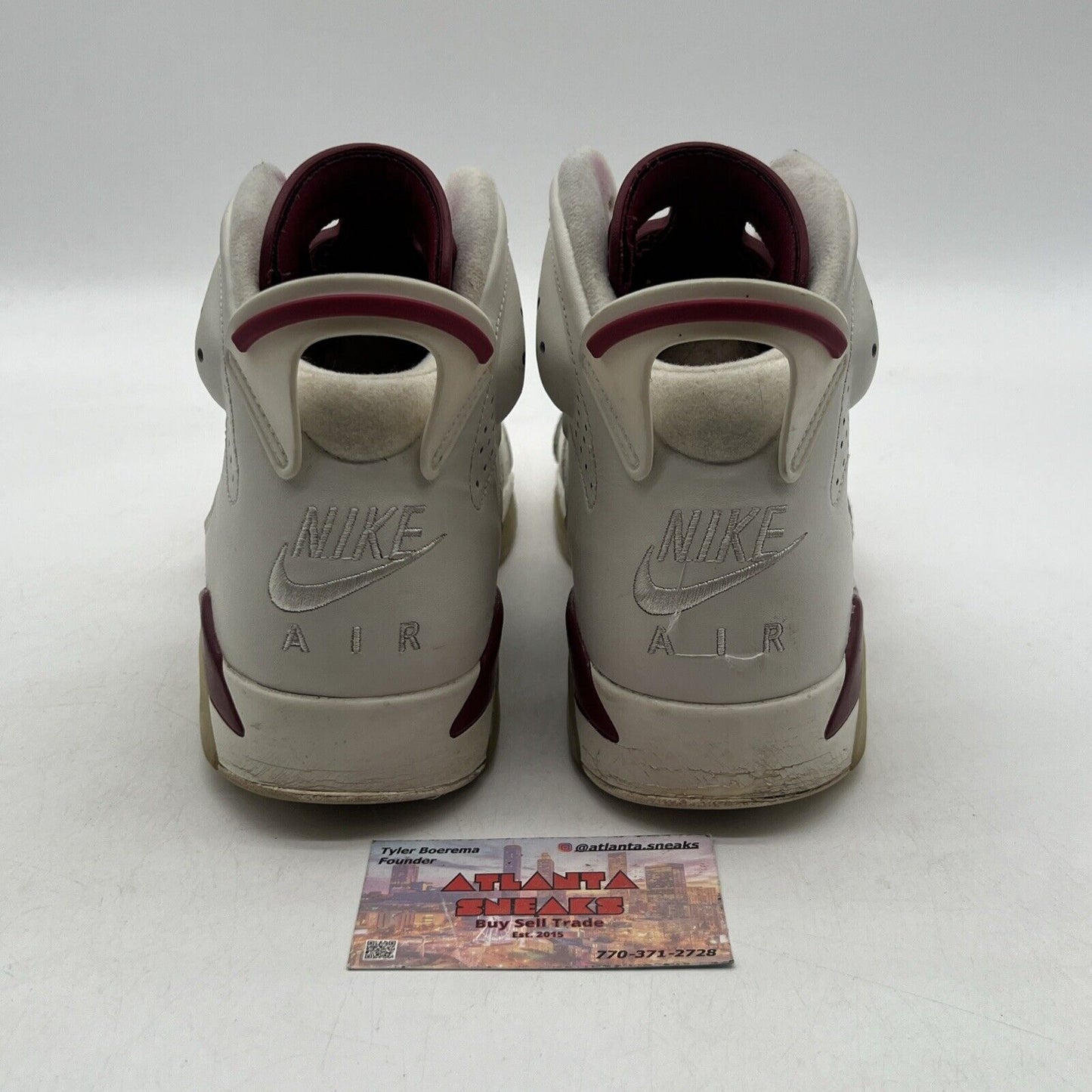 Size 8.5 - Air Jordan 6 Retro 2015 Maroon White Leather (384664-123)