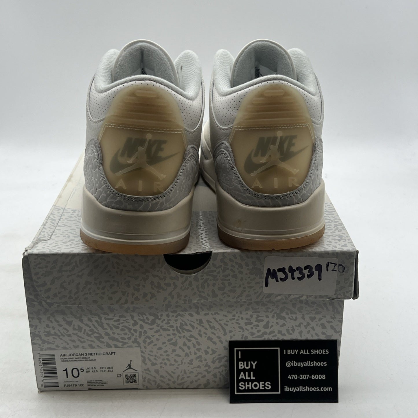 Size 10.5 - Air Jordan 3 Retro Craft Ivory/Grey White Leather (FJ9579-100)