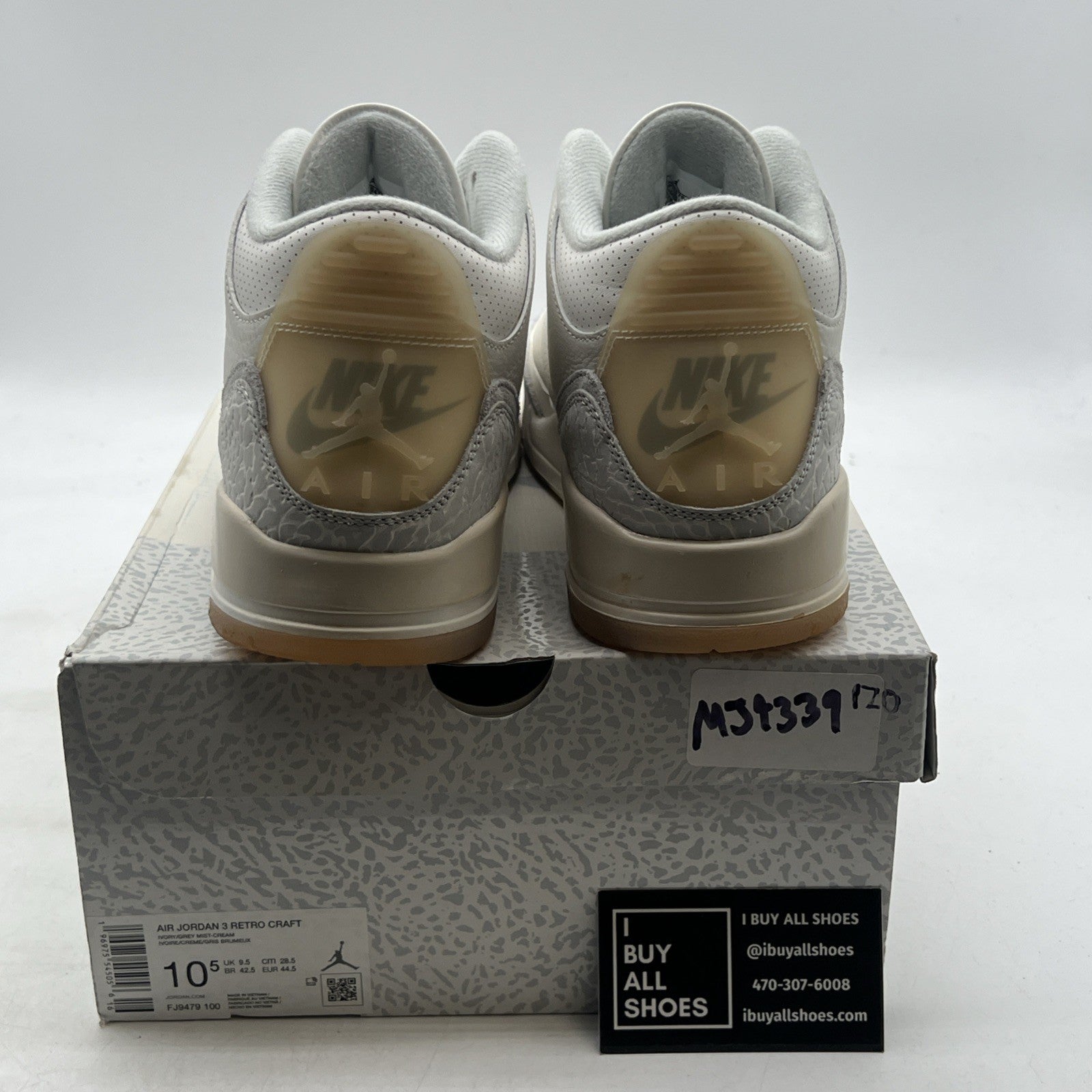 Size 10.5 - Air Jordan 3 Retro Craft Ivory/Grey White Leather (FJ9579-100)