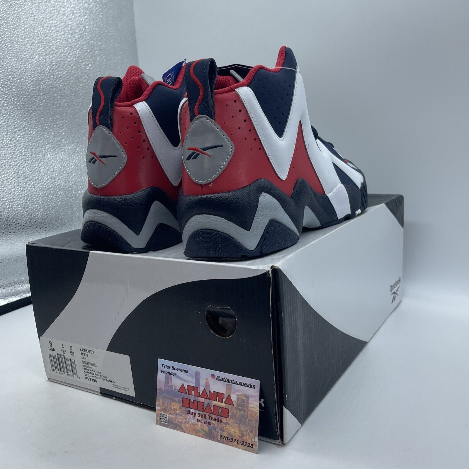 Size 8 - Reebok Kamikaze 2 USA White Blue Red Suede (FV9295)