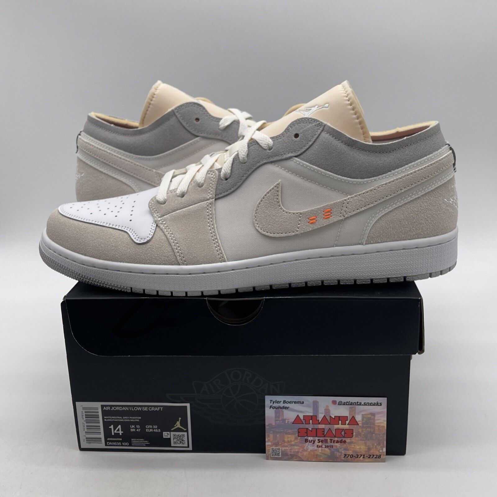Size 14 - Air Jordan 1 SE Craft Low Inside Out Grey Suede Leather (DN1635-100)