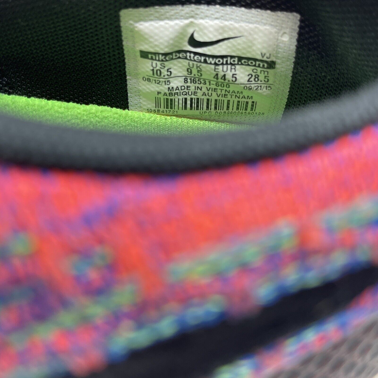 Size 10.5 - Nike Roshe NM Flyknit SE Pink Purple Green Black Suede (816531-600)