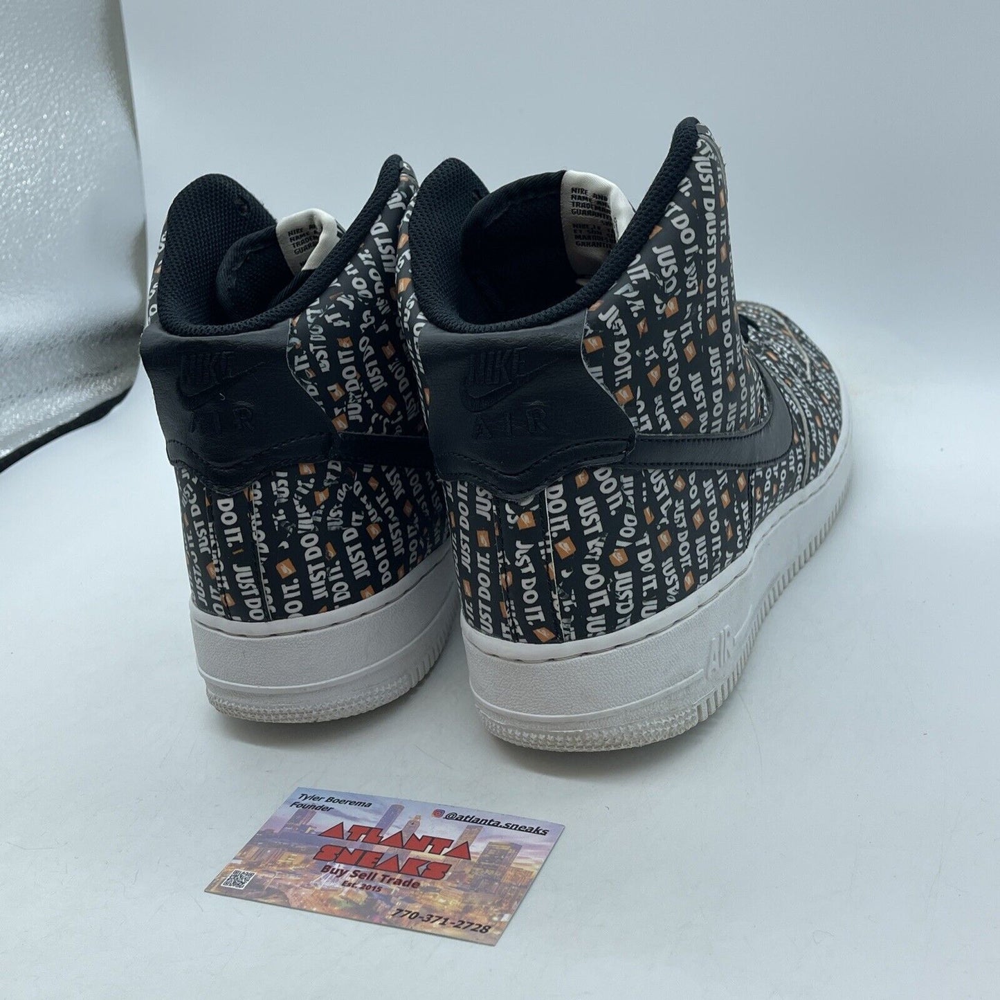Size 9.5 - Nike Air Force 1 '07 LV8 High Just Do It Black White (AQ9648-001)