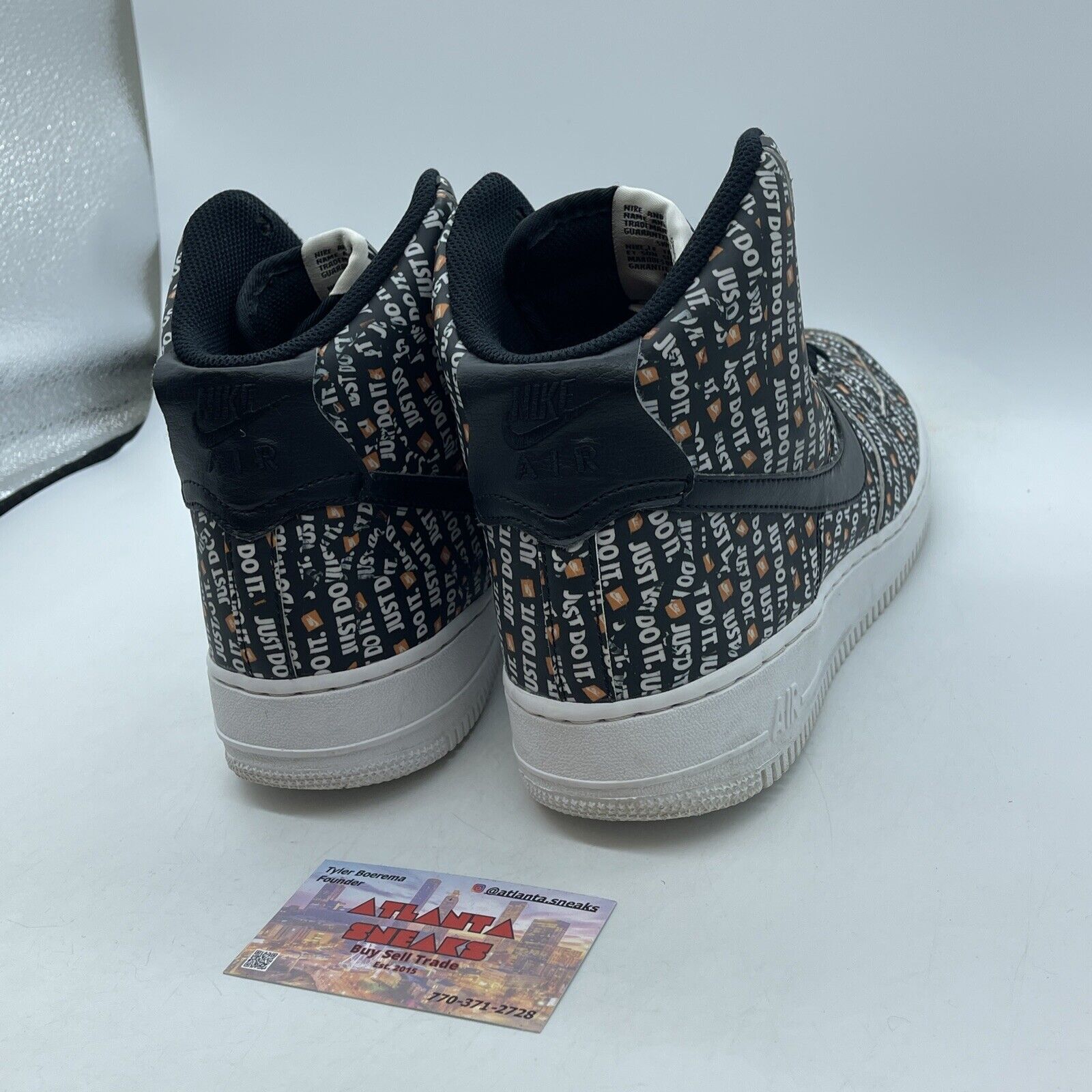 Size 9.5 - Nike Air Force 1 '07 LV8 High Just Do It Black White (AQ9648-001)