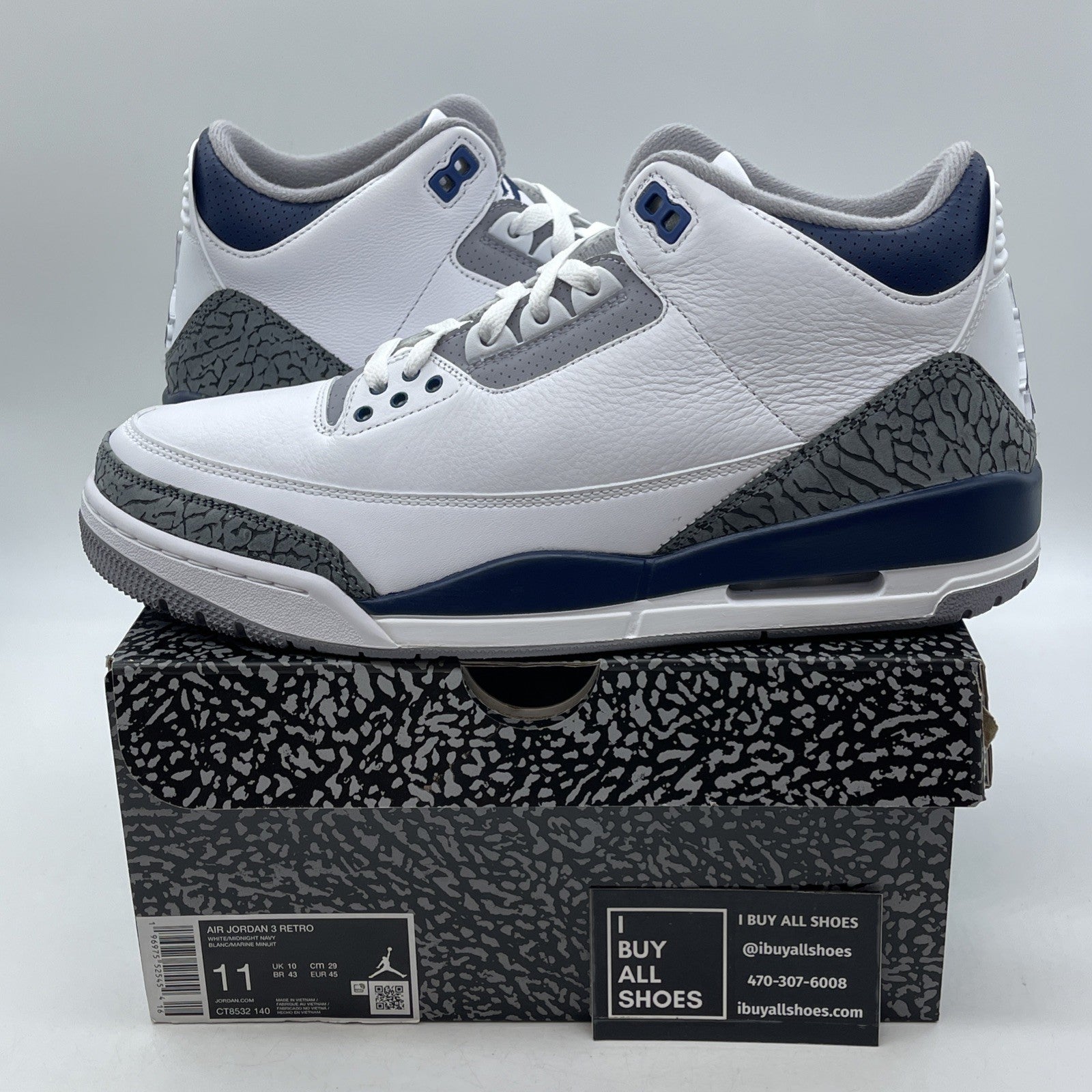 Size 11 - Air Jordan 3 Retro Midnight Navy Leather Suede (CT8532-140)