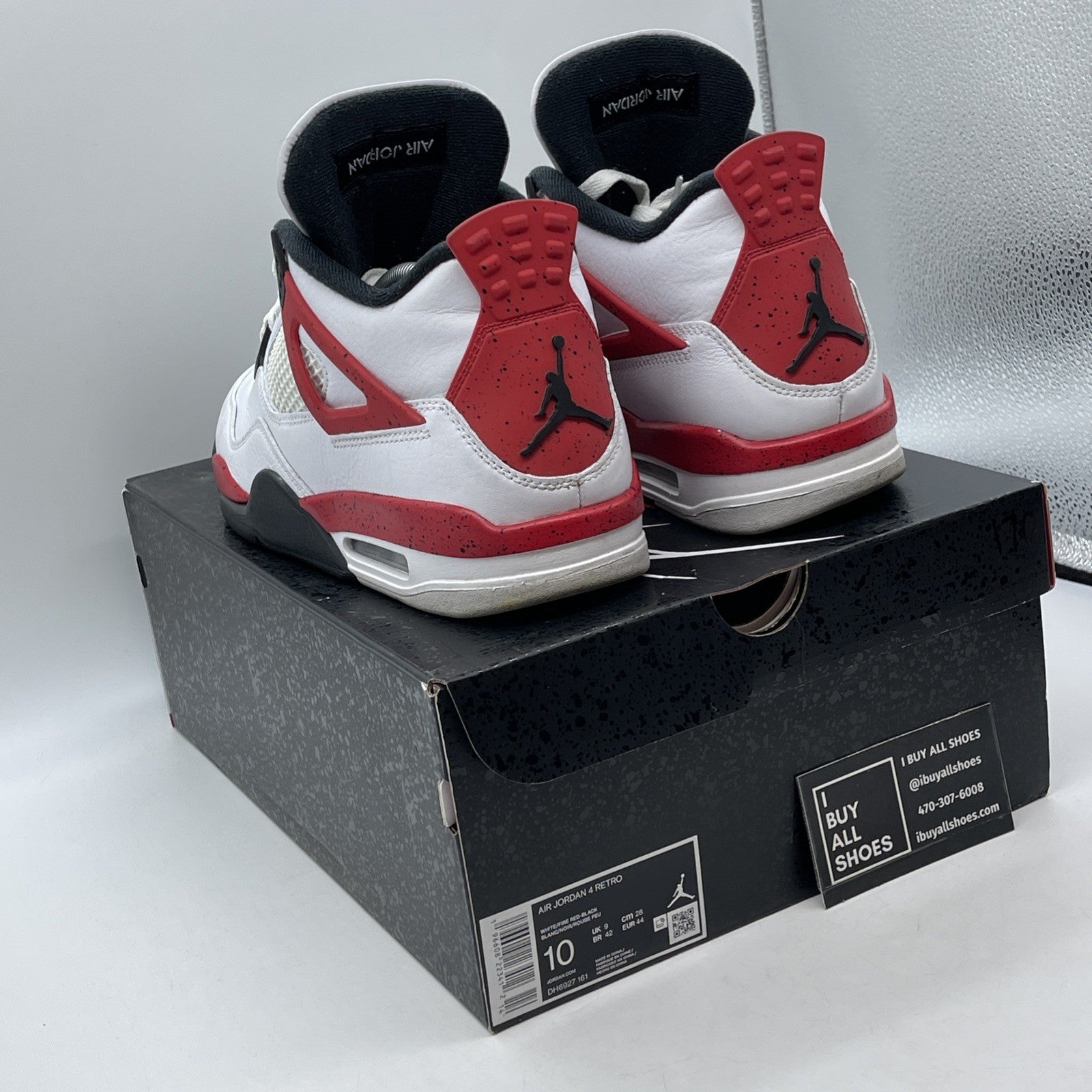 Size 10 - Jordan 4 Retro Mid Red Cement White Red Black Leather (DH6927-161)