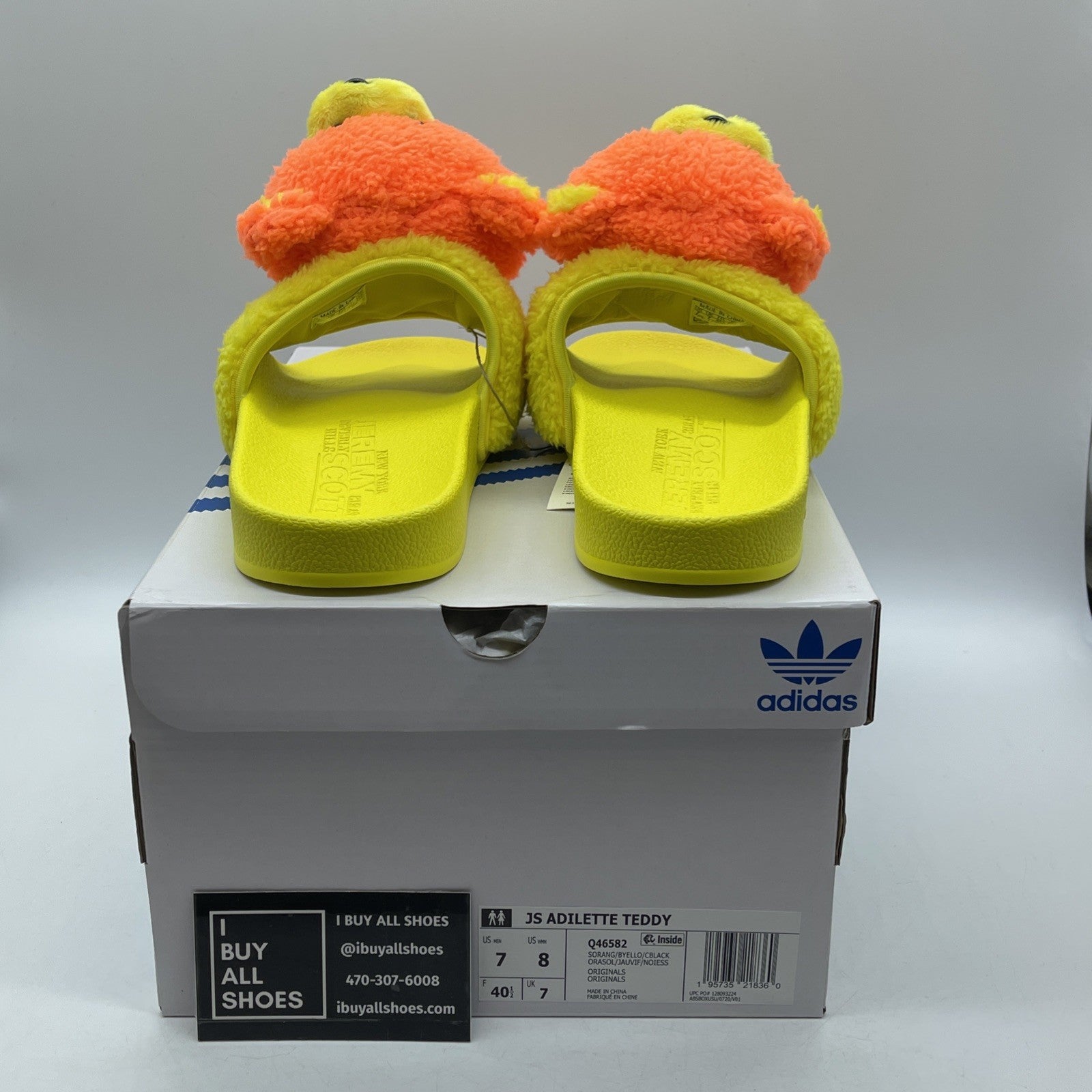 Size 7 - Adidas x Jeremy Scott Teddy Bear Slides Adilette Sandals (Q46582)