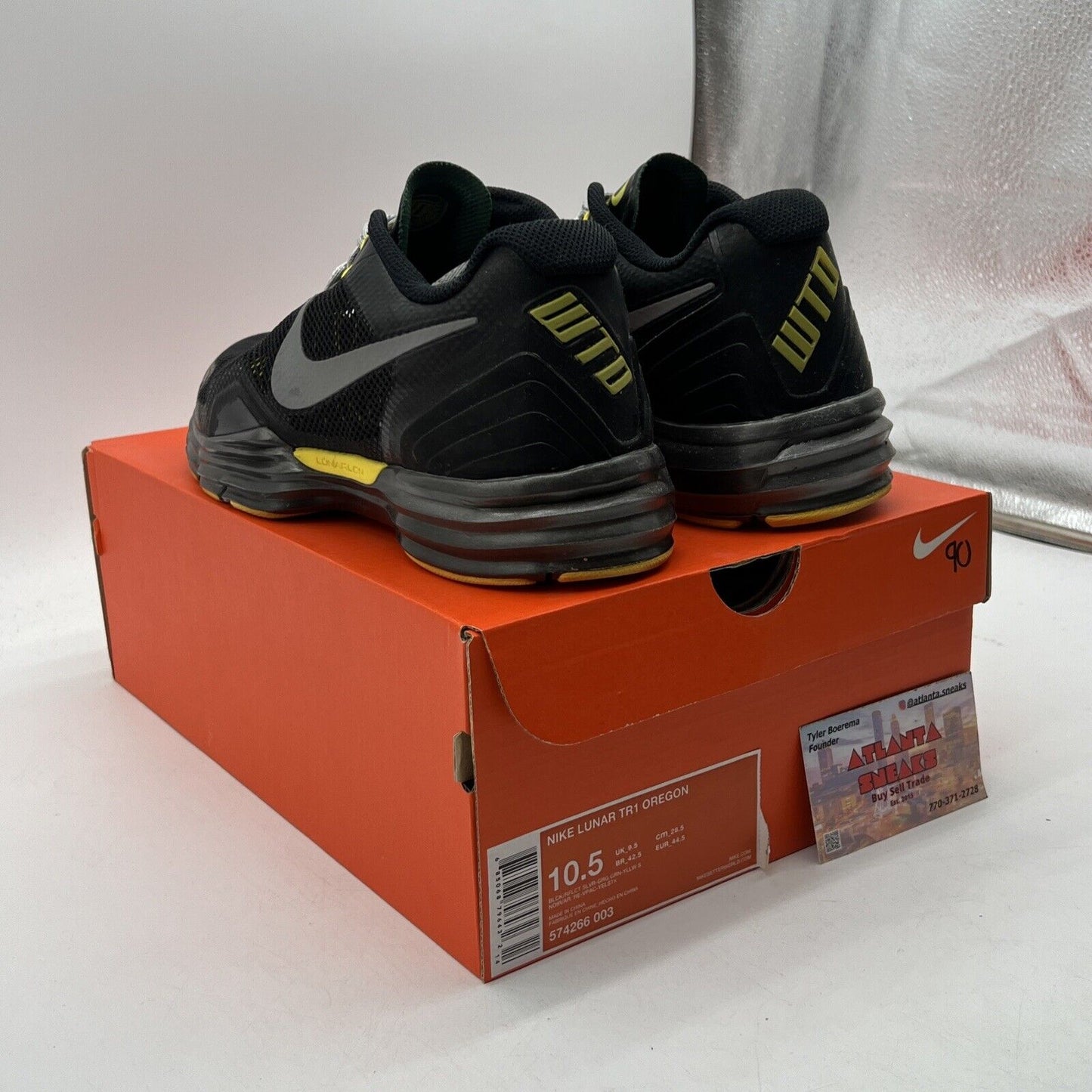 Size 10.5 - Nike Lunar TR1 Oregon Away Yellow Black Grey (574266-003)