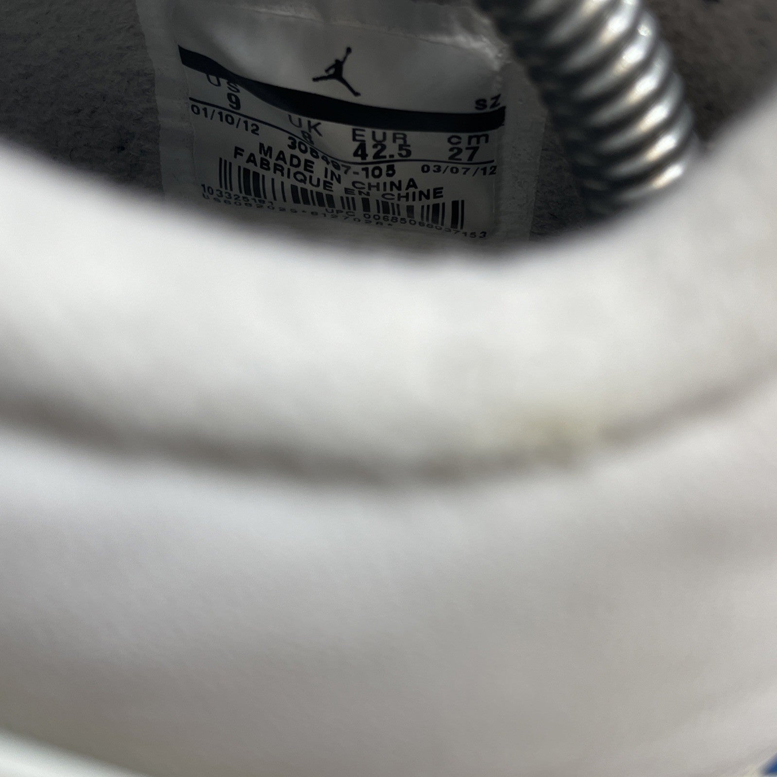 Size 9 - Jordan 4 Retro Military Blue 2012 White Grey Leather (308497-105)