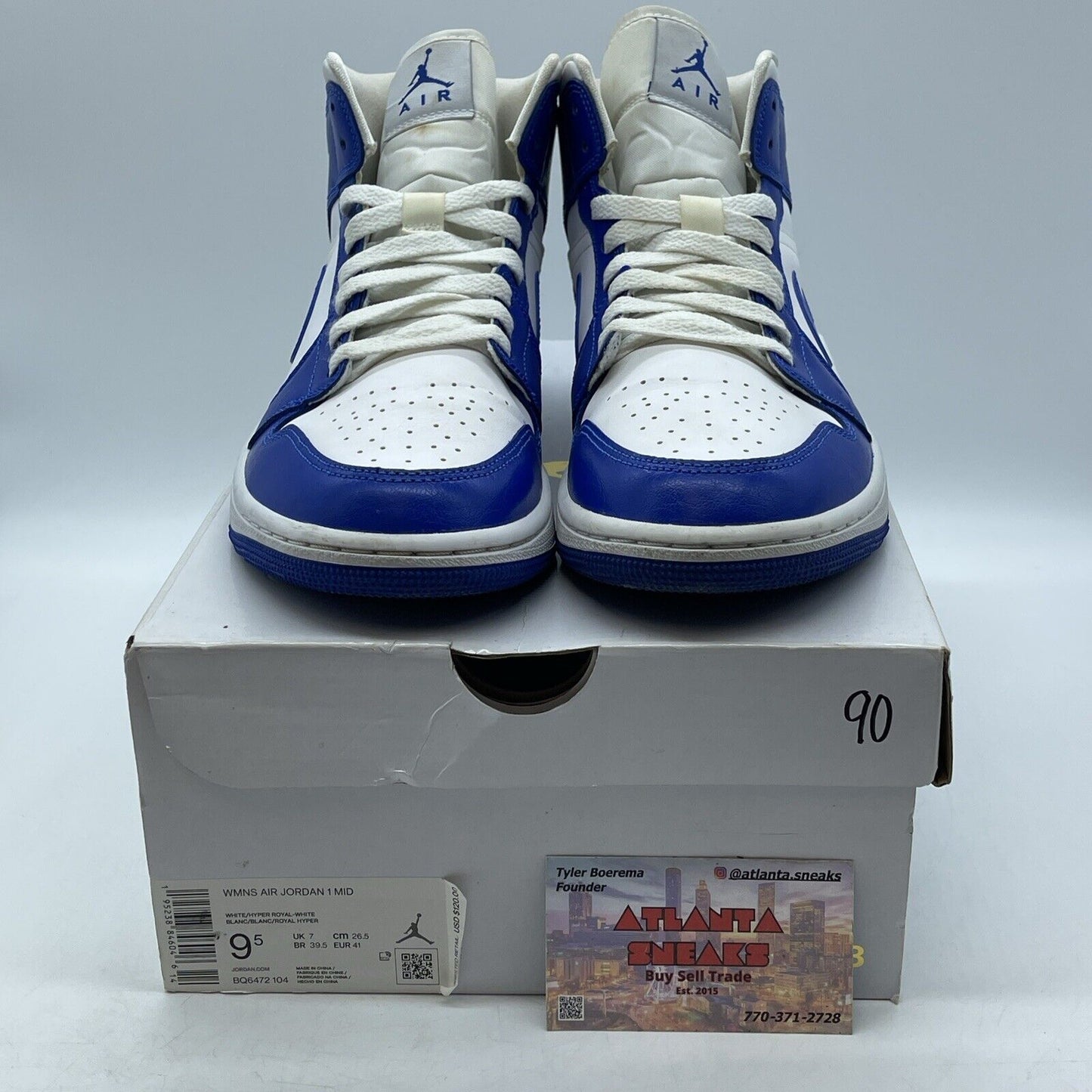 Size 9.5W - Air Jordan 1 Mid Kentucky Blue White Leather (BQ6472-104)