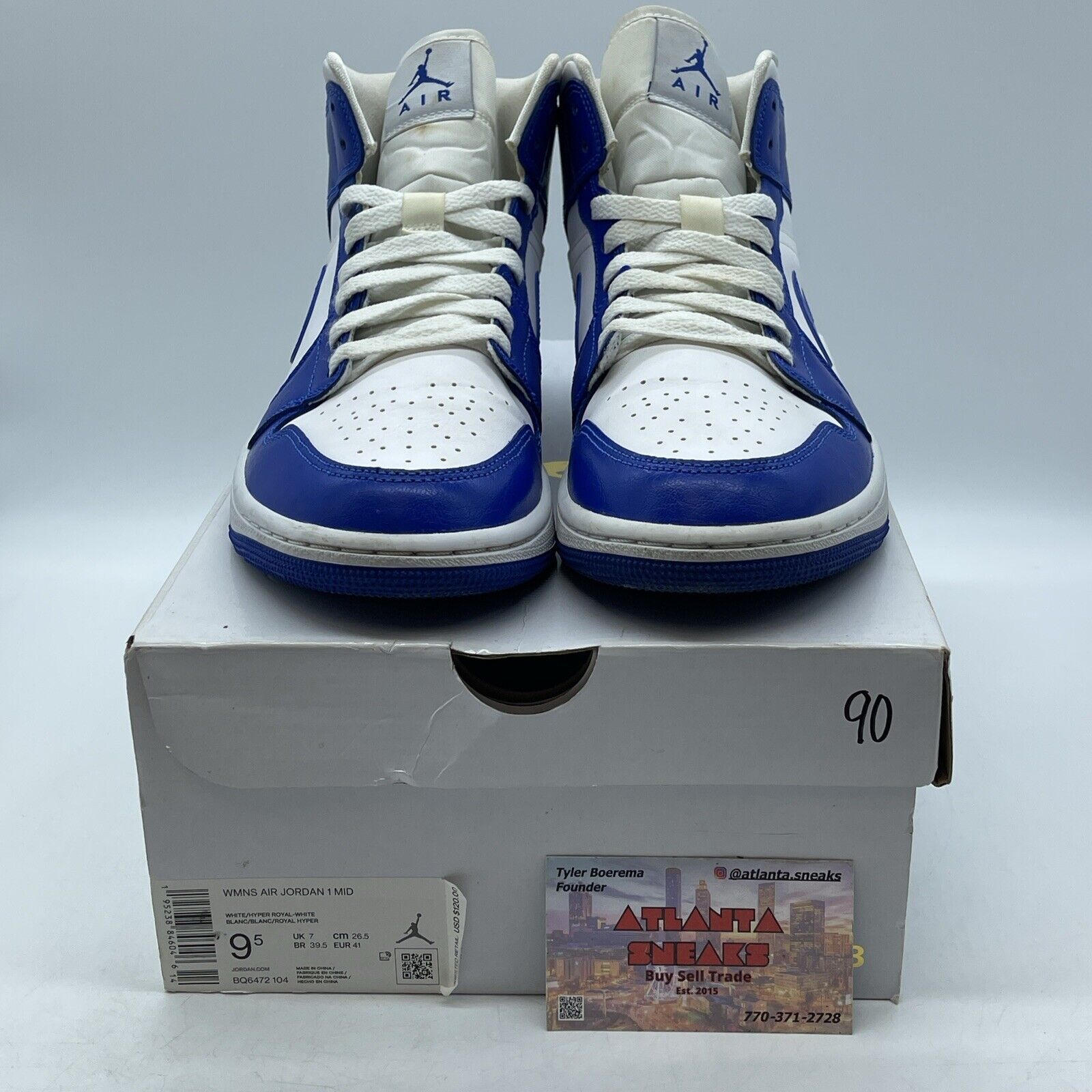 Size 9.5W - Air Jordan 1 Mid Kentucky Blue White Leather (BQ6472-104)